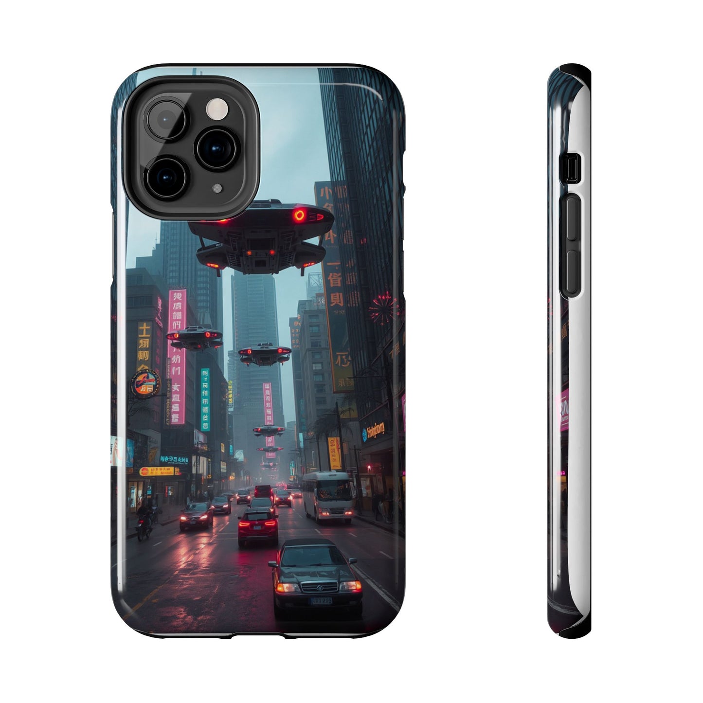 Futuristic City Tough Phone Case - Sci-Fi Design for Urban Explorers