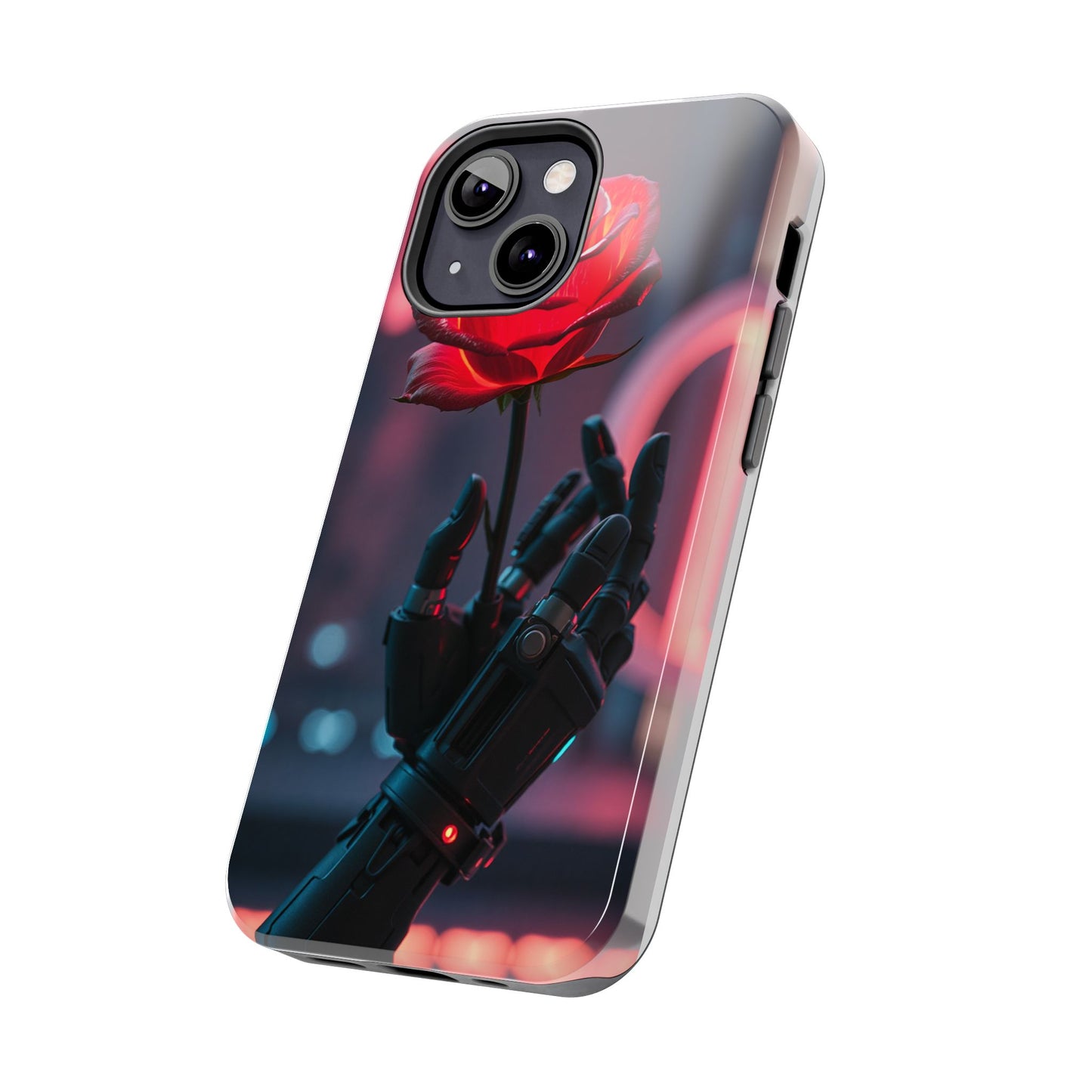 Futuristic Tough Phone Case with Robotic Rose Design | Durable Protection