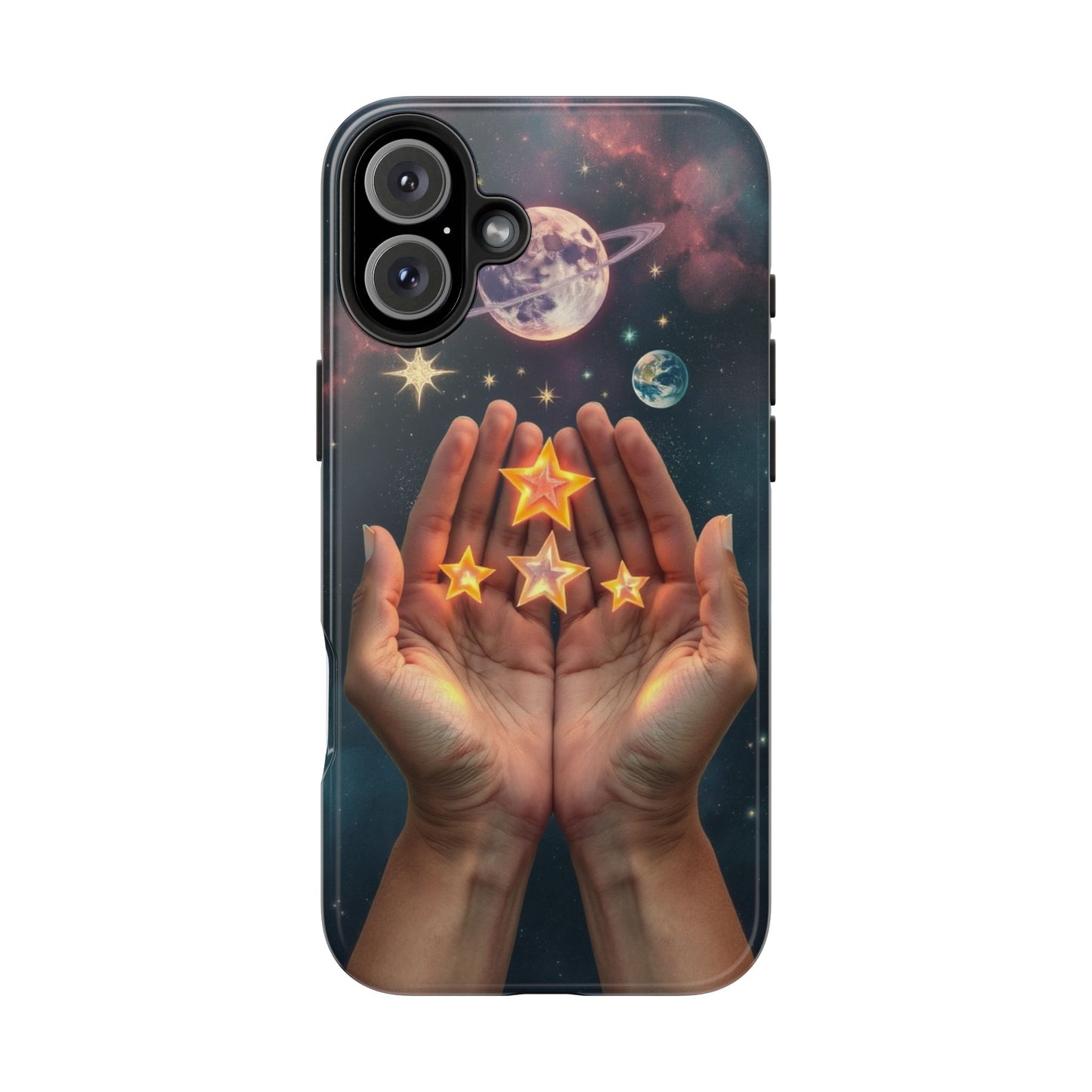 Galaxy Hands Tough Phone Case - Celestial Design for Star Lovers