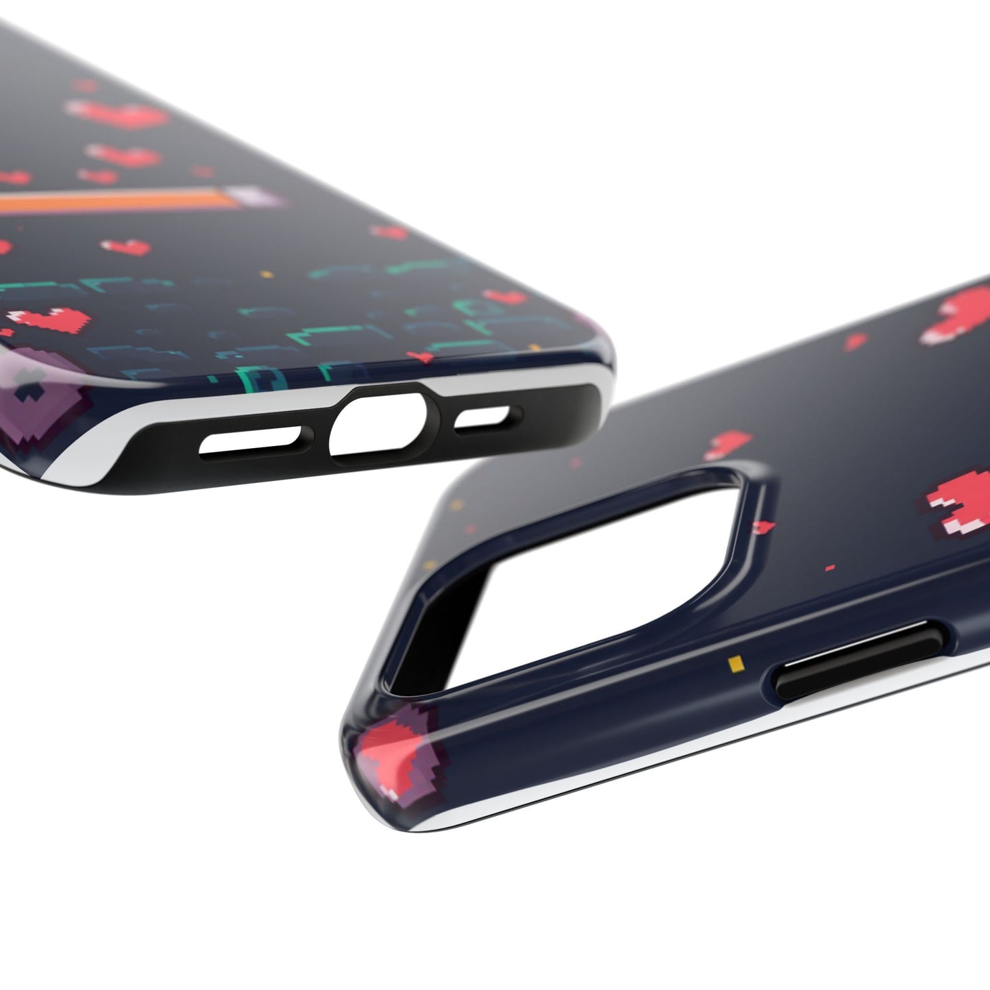 Pixel Heart Tough Phone Case - Retro Gamer Style for Valentine's Day