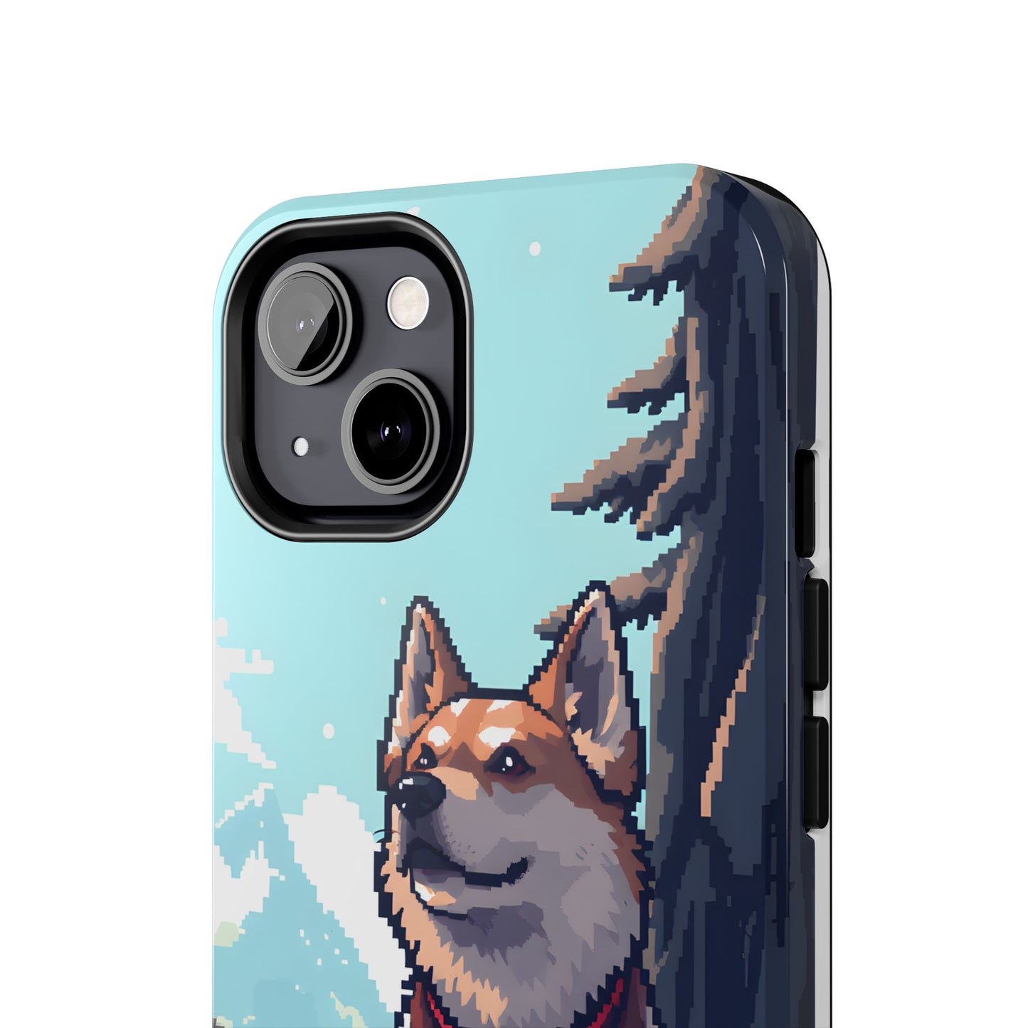 Retro Dog Adventure Tough Phone Case - Pixel Art Shiba Inu Design - for iPhone