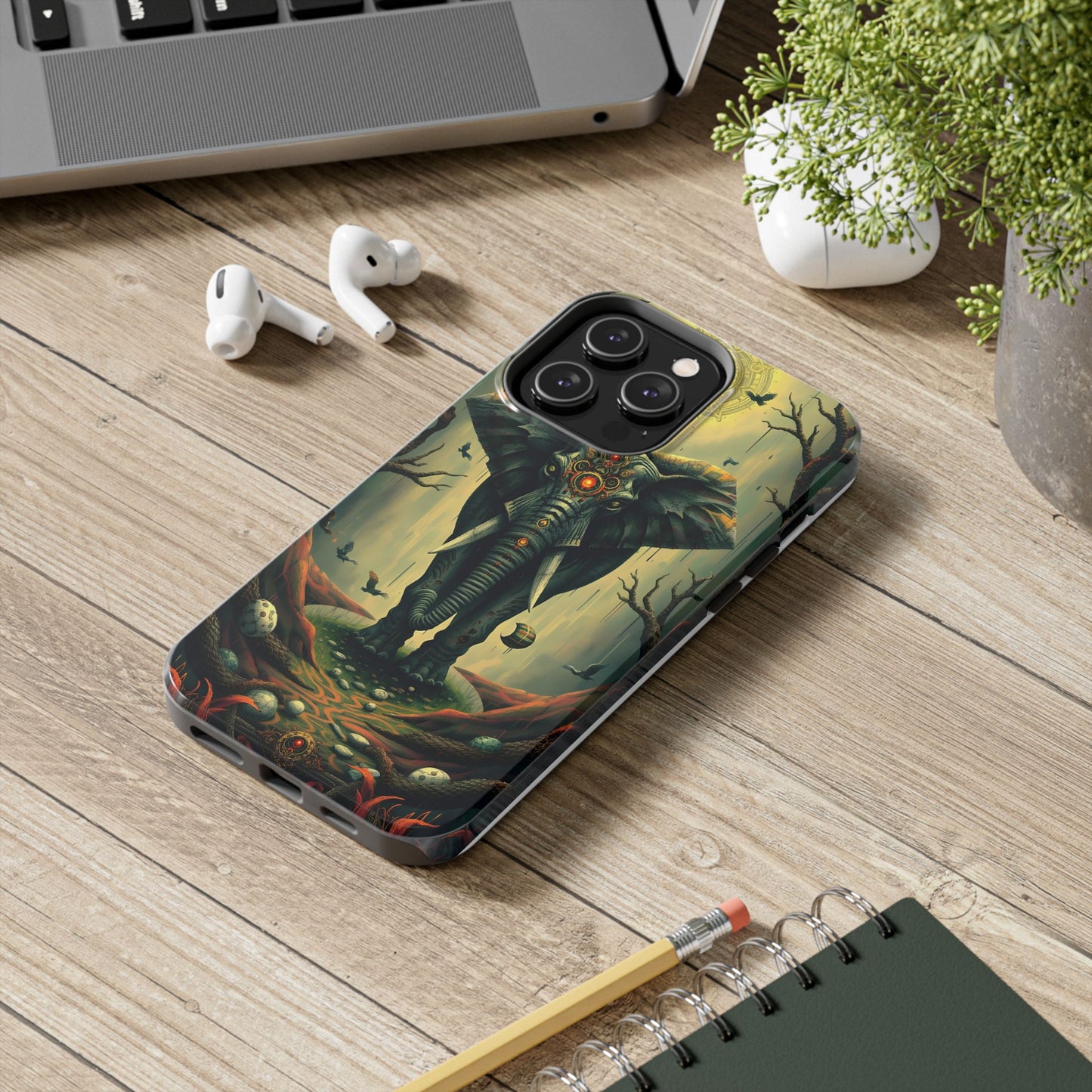 Mystical Forest Elephant Tough Phone Case | Vibrant Design for Nature Lovers - for iPhone