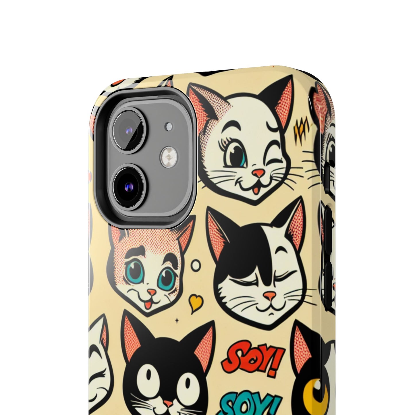 Playful Cat-Themed Tough Phone Case - Pet Pattern - for iPhone