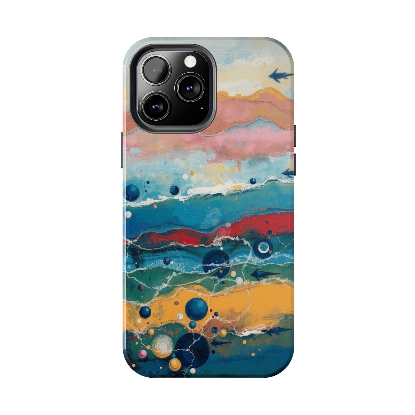 Artistic Tough Phone Case - Vibrant Waves Design for Unique Style