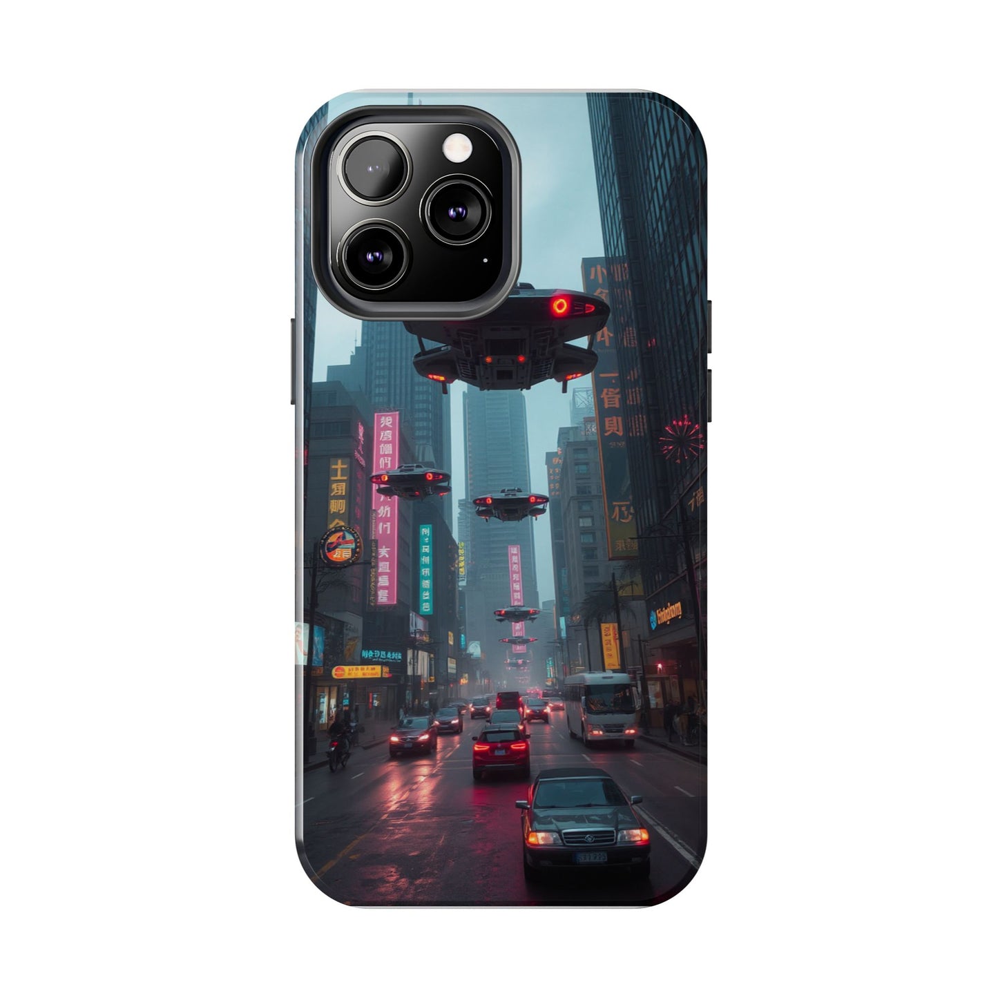 Futuristic City Tough Phone Case - Sci-Fi Design for Urban Explorers