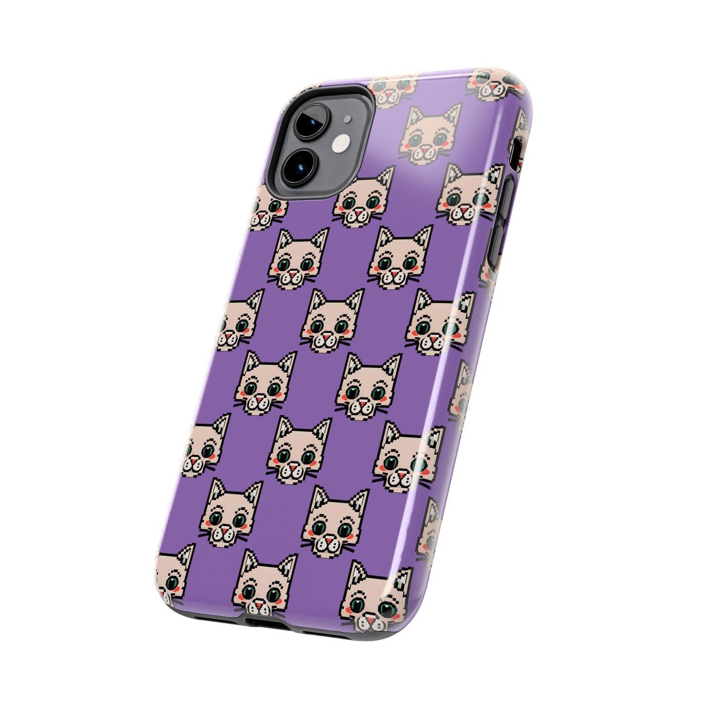 Cute Pixel Cat Tough Phone Case – Fun and Durable Protection for Cat Lovers - for iPhone