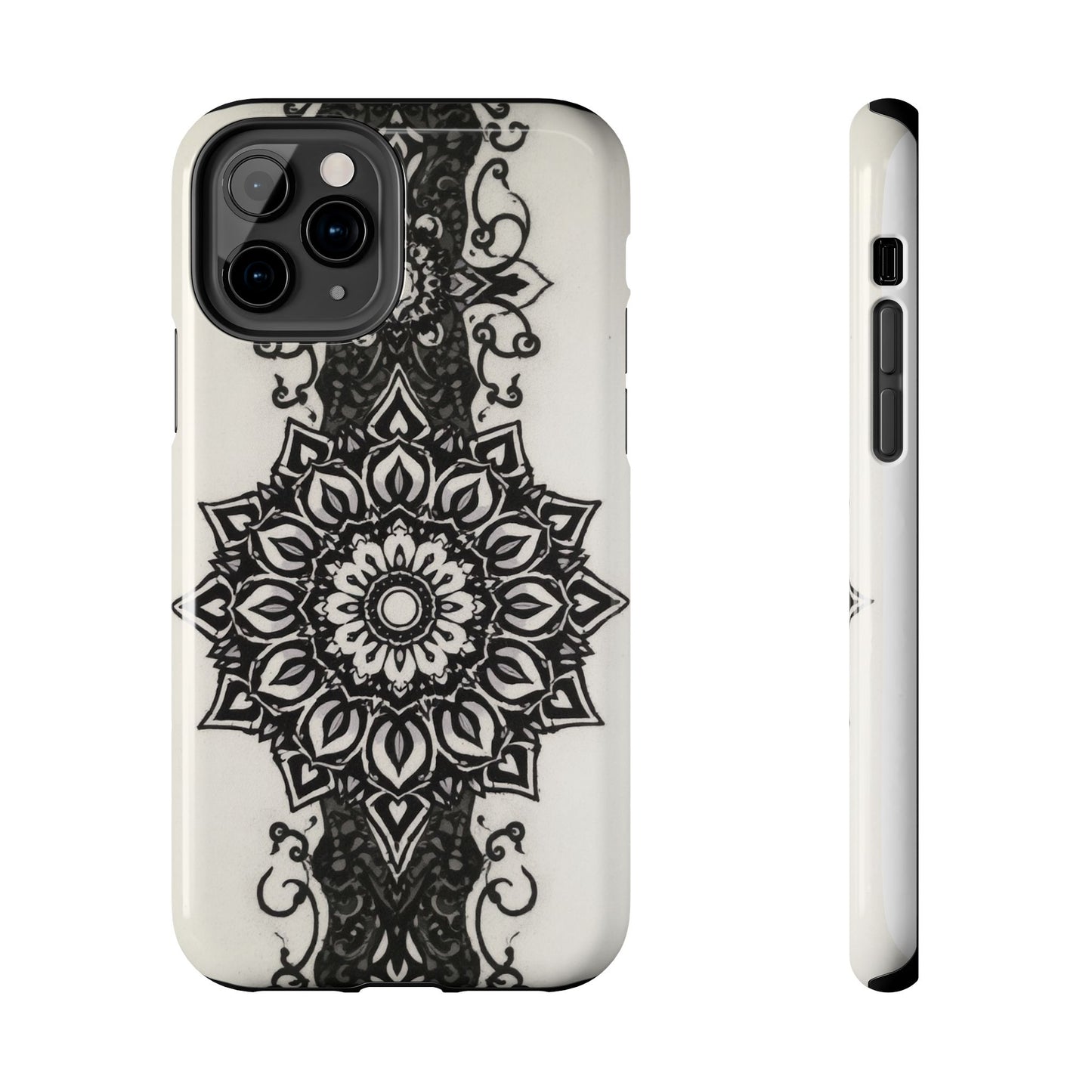 Stylish Tough Phone Cases with Dark Mandala Design - Durable and Unique Protection - for iPhone