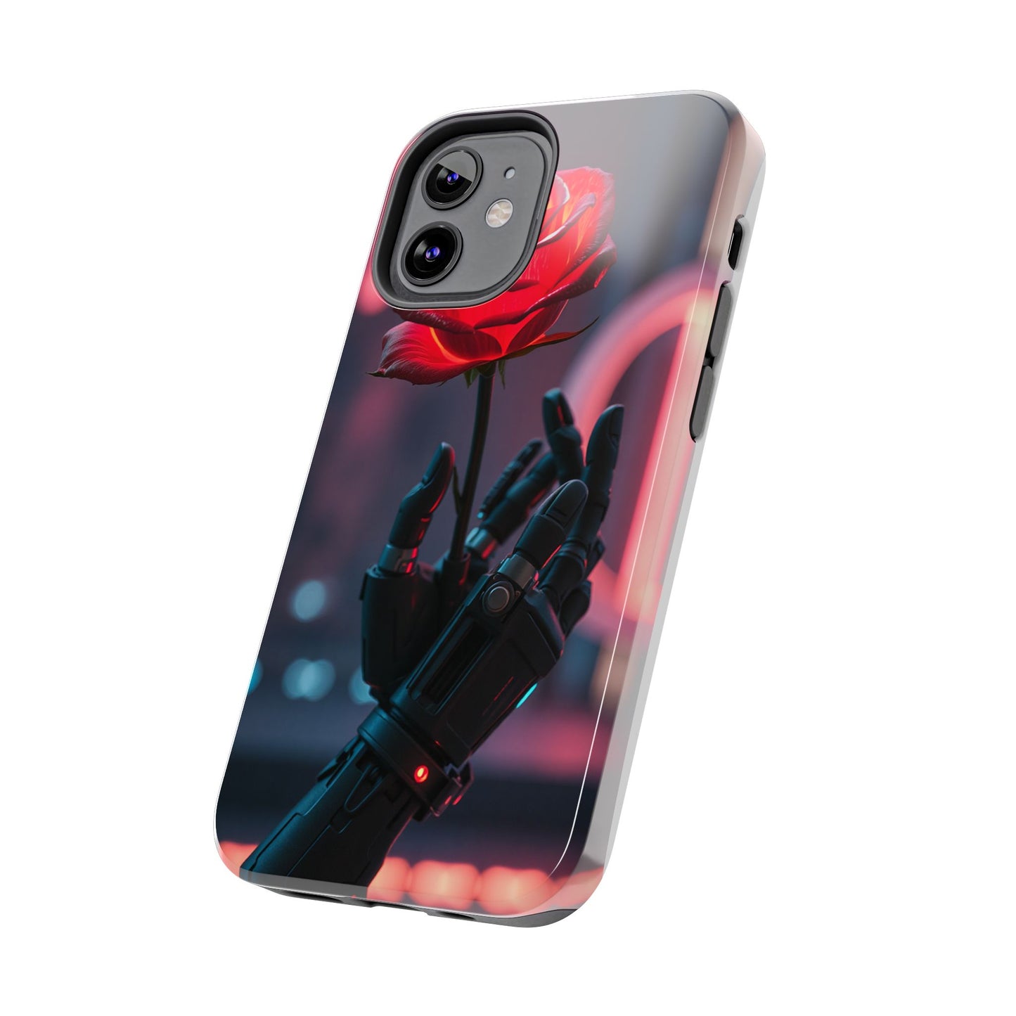 Futuristic Tough Phone Case with Robotic Rose Design | Durable Protection