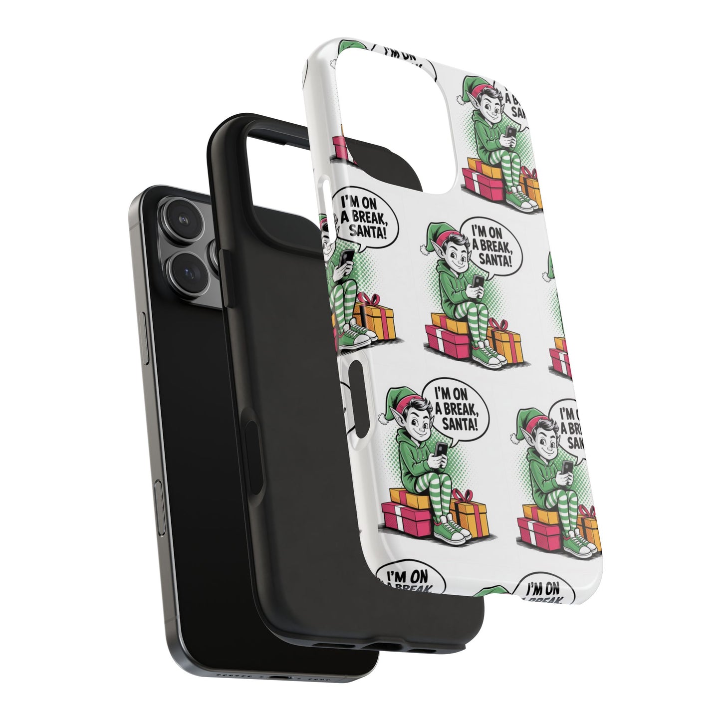 Christmas Elf Tough Phone Case - I'm on a Break, Santa Pattern!