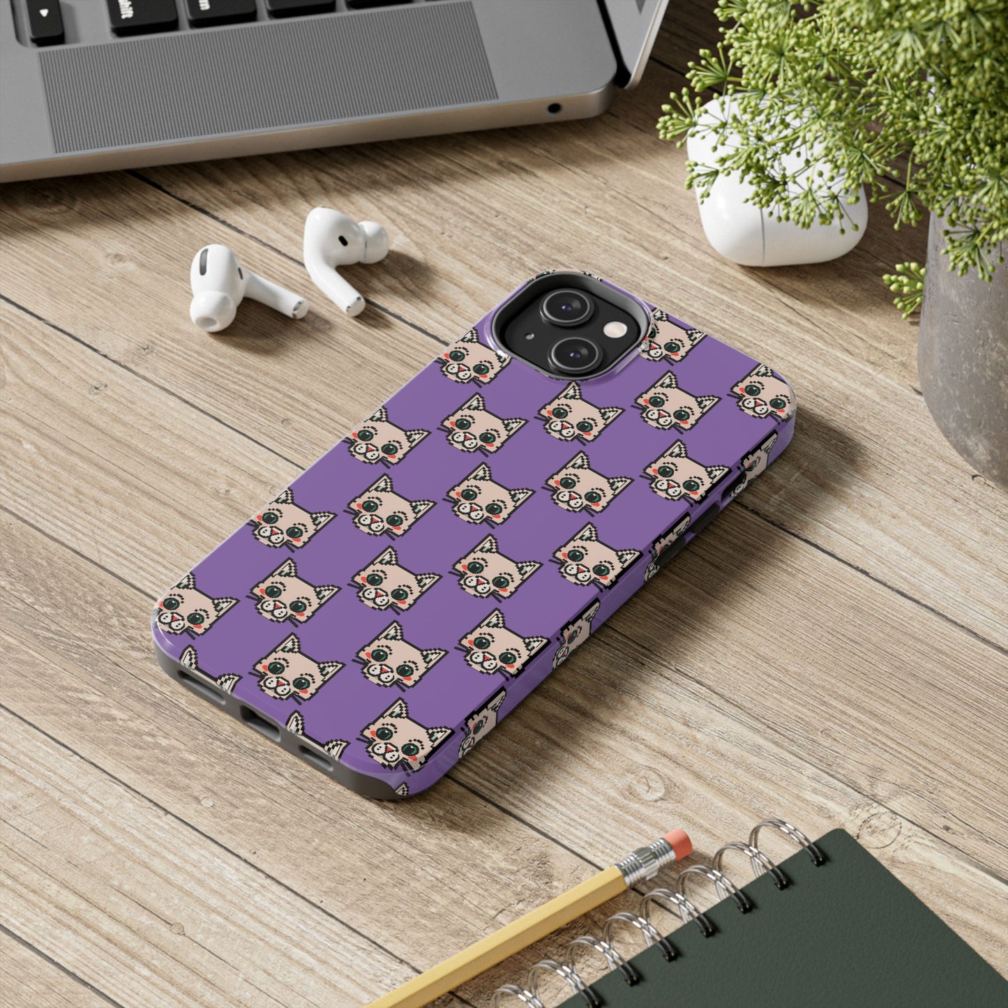Cute Pixel Cat Tough Phone Case – Fun and Durable Protection for Cat Lovers - for iPhone