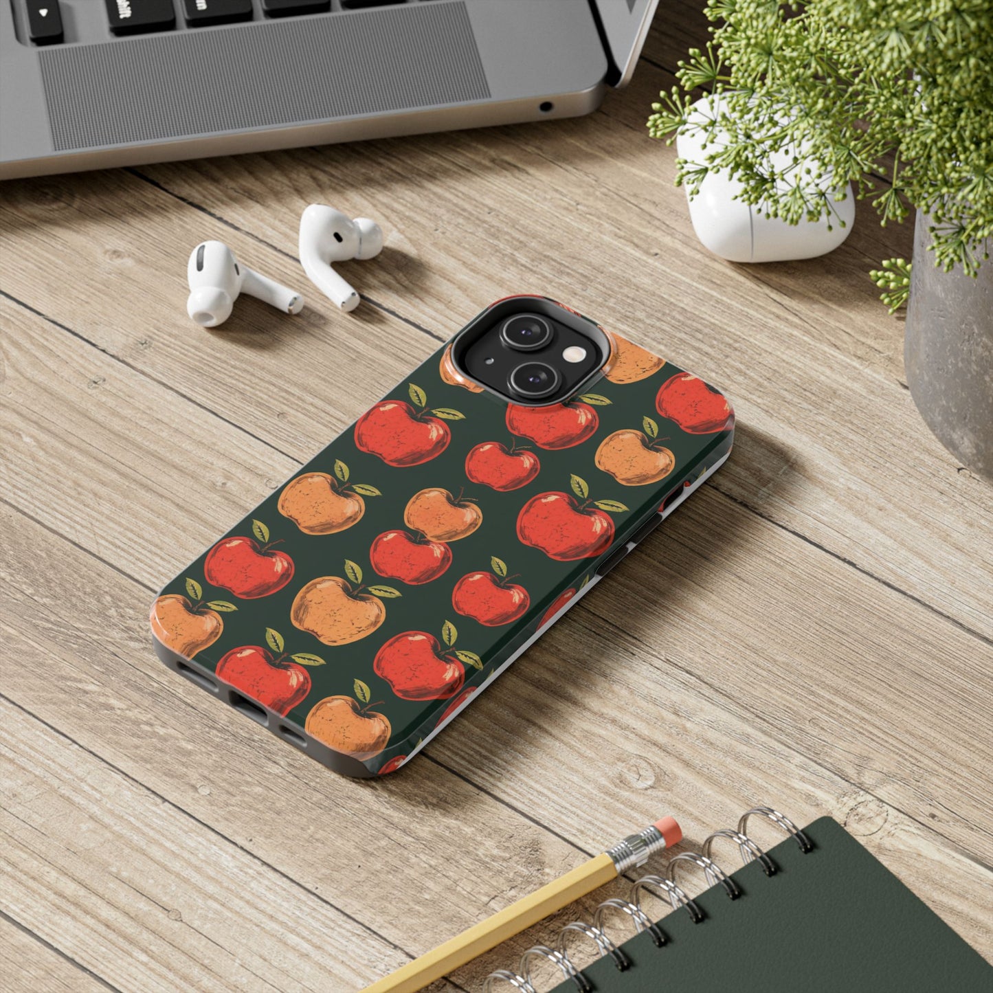 Apple Retro Pattern Tough Phone Case - Durable, Stylish, and Protective for Everyday Use - for iPhone