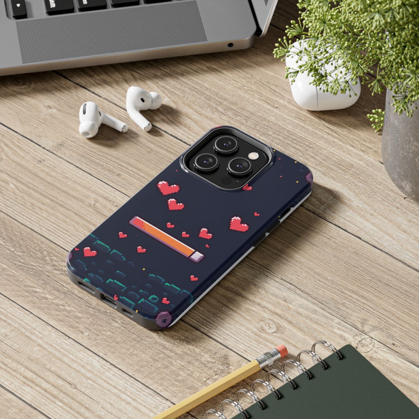 Pixel Heart Tough Phone Case - Retro Gamer Style for Valentine's Day