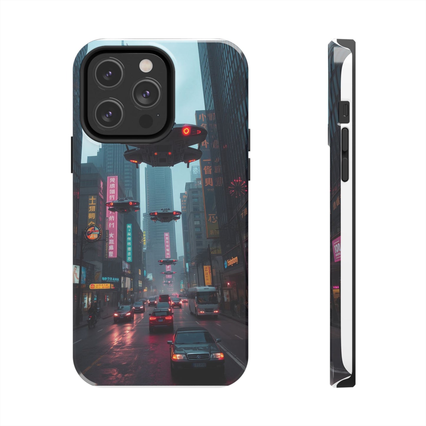 Futuristic City Tough Phone Case - Sci-Fi Design for Urban Explorers