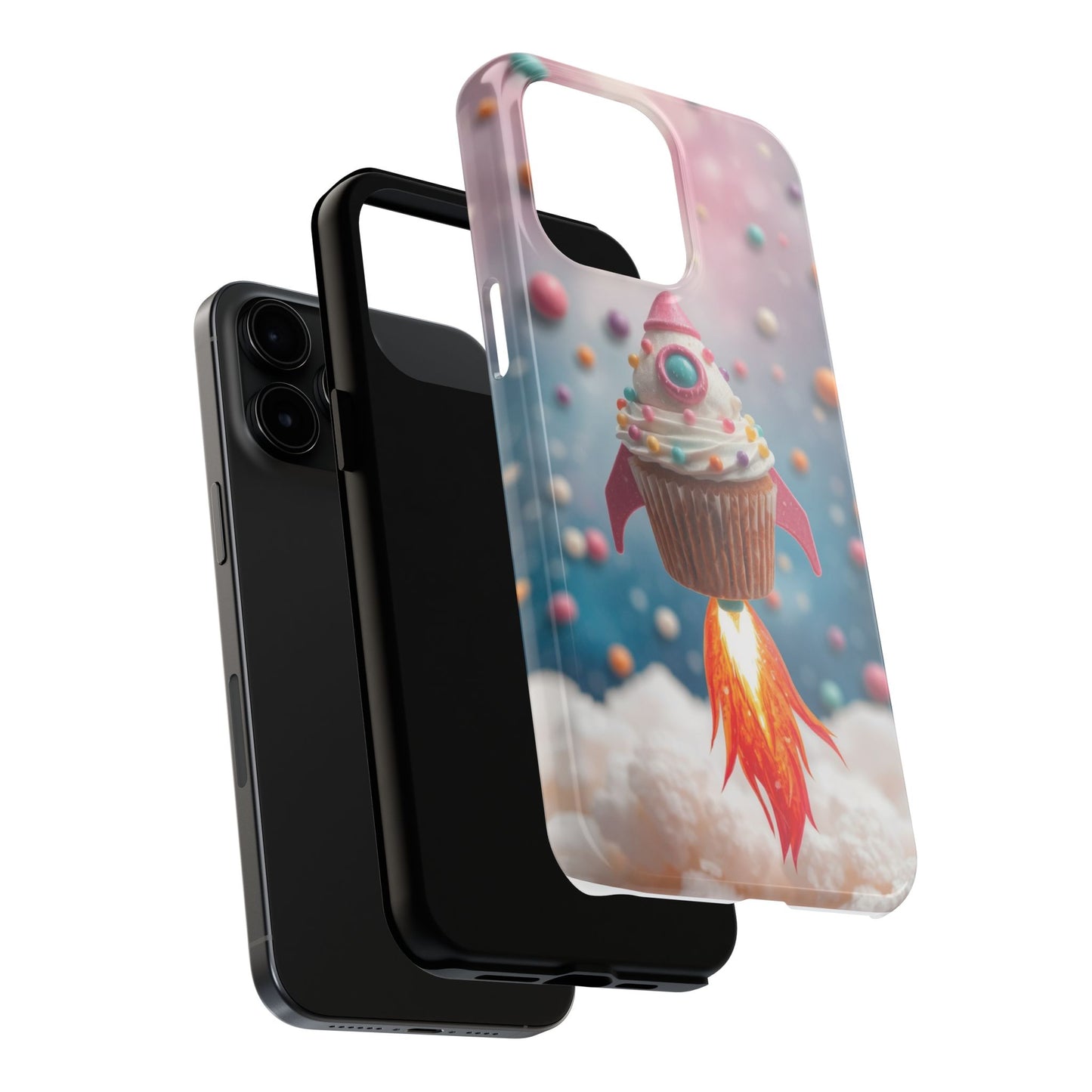 Whimsical Rocket Cupcake Phone Case - Fun Protective Case for Kids and Teens