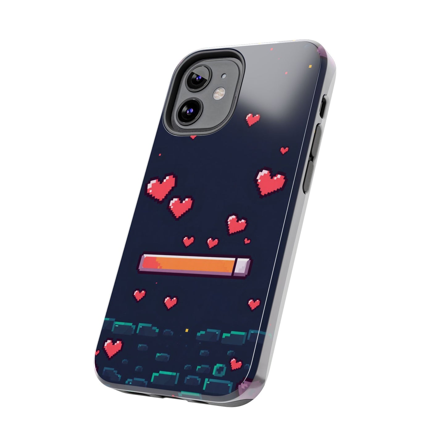 Pixel Heart Tough Phone Case - Retro Gamer Style for Valentine's Day