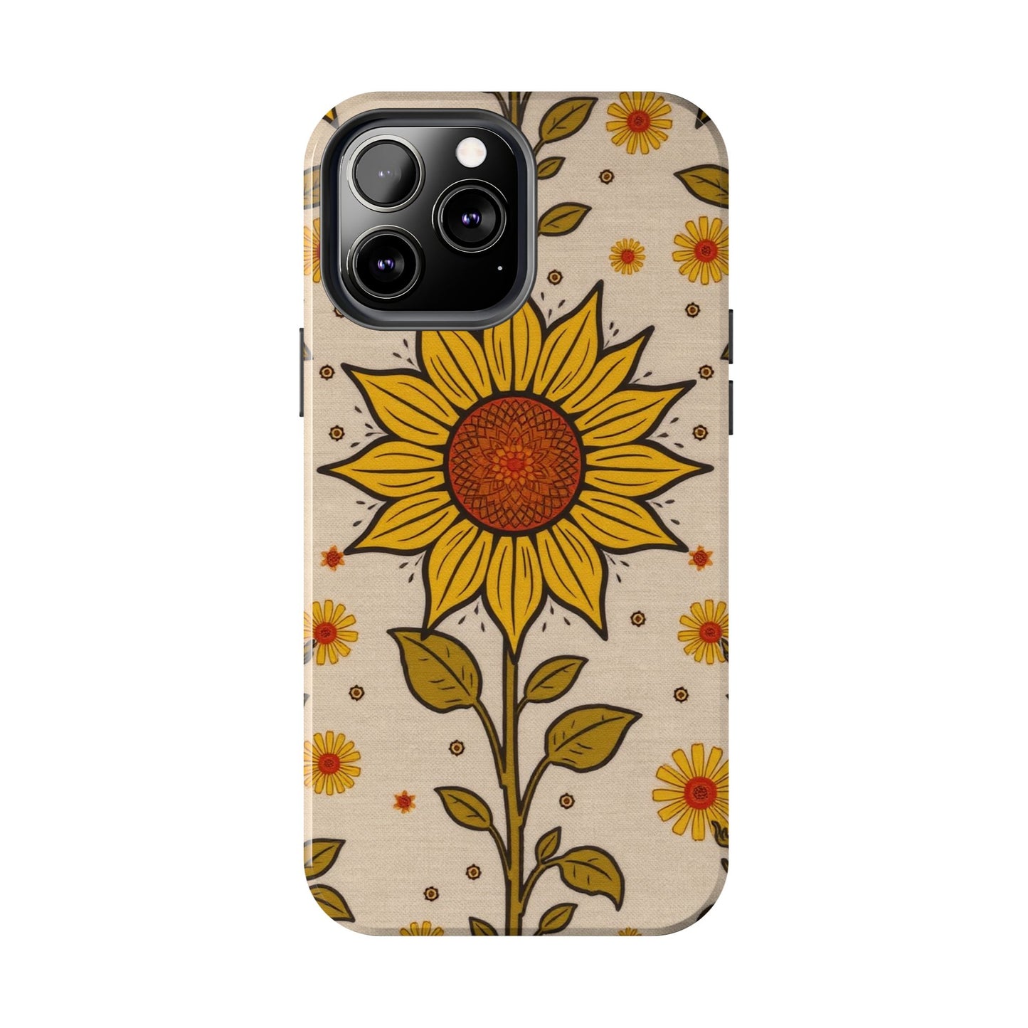 Bright Sunflower Origins Tough Phone Case - Floral Design for Nature Lovers - for iPhone