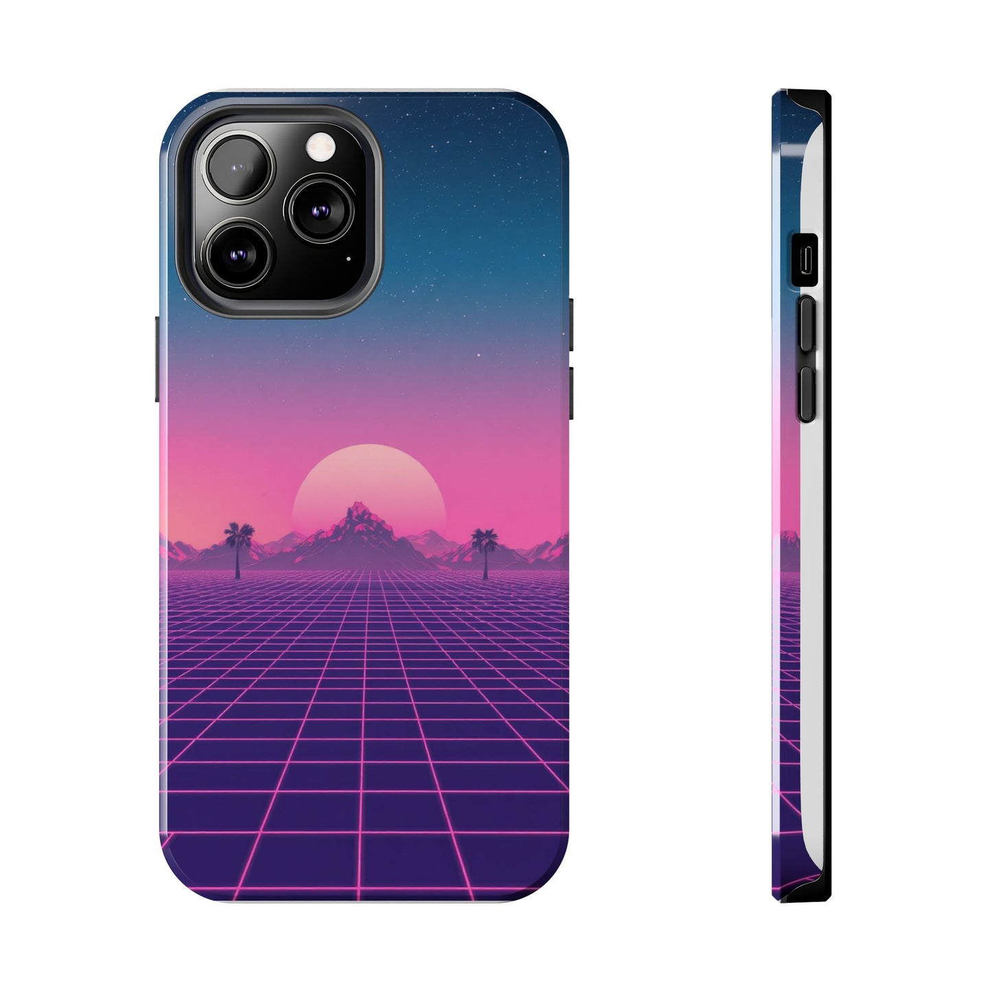 Retro Aesthetic Tough Phone Case - Vibrant Sunset Design