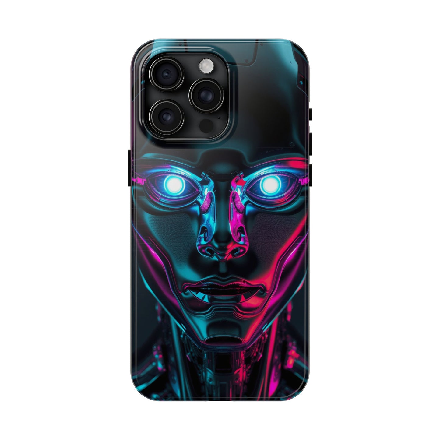 Futuristic Phone Case, Tough Phone Cover, Cyberpunk Style, Robot Design, Gift for Tech Lovers, Unique Phone Accessories