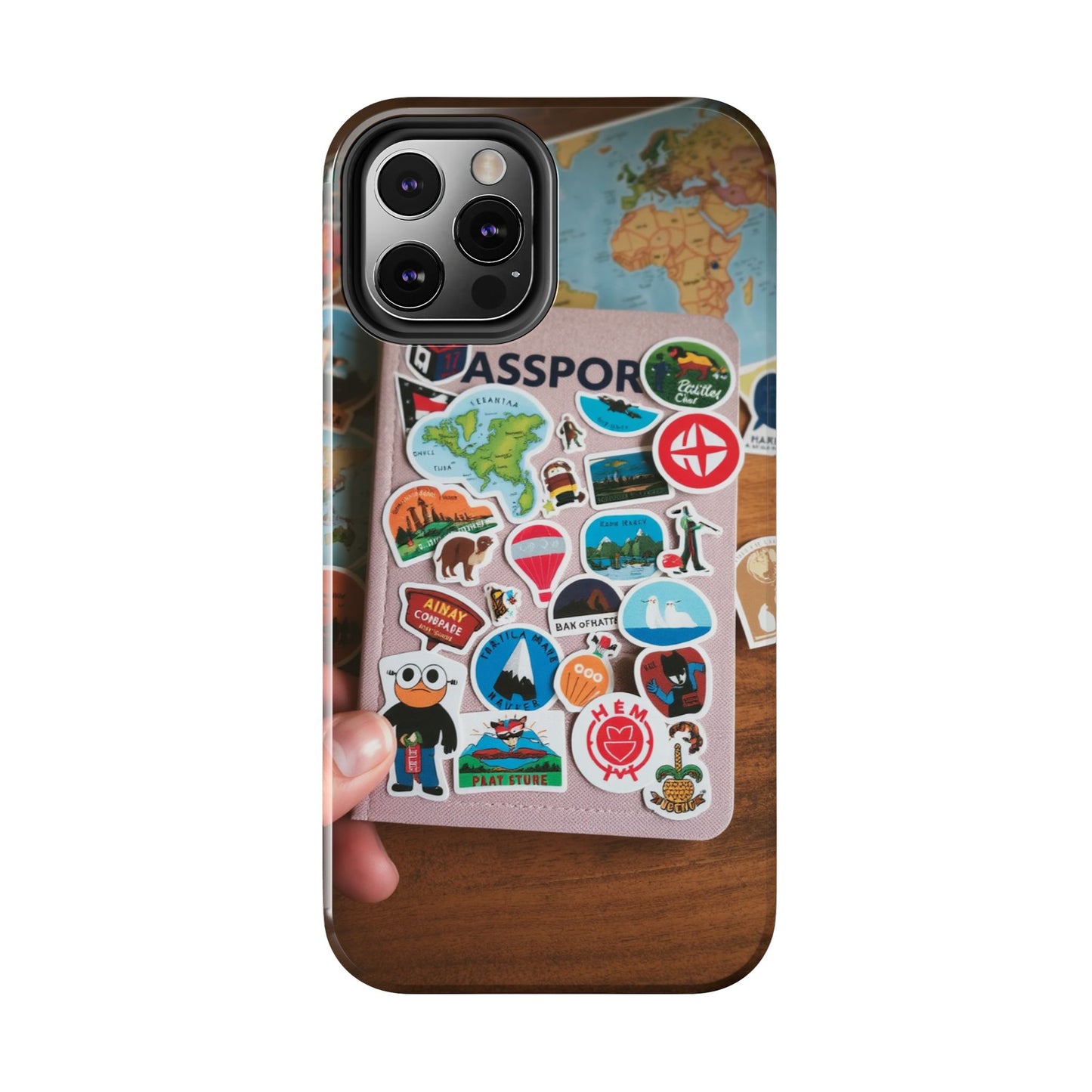 Adventure Stickers Phone Case - Tough Protection for Travel Lovers