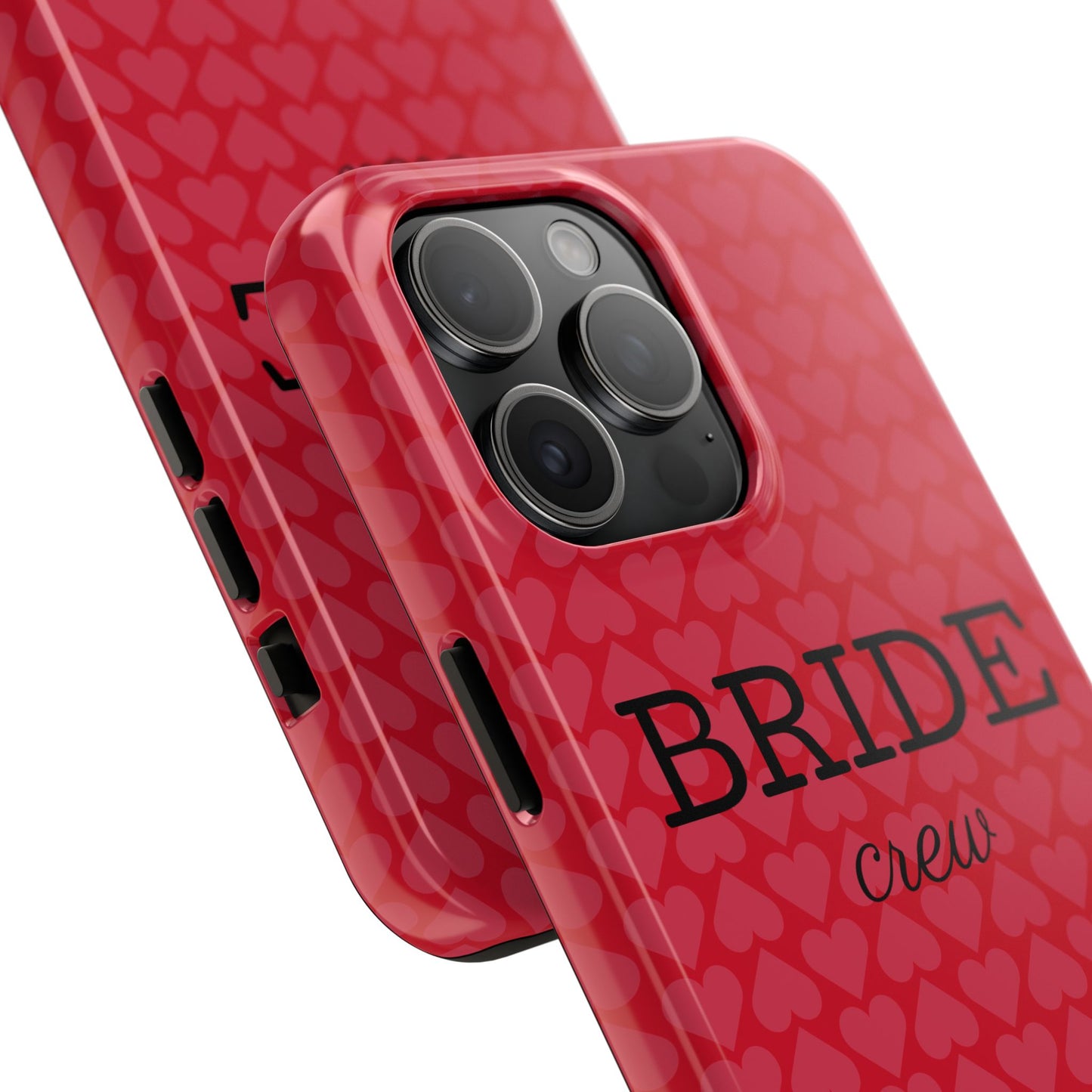 Bride Crew Tough Phone Case – Stylish Red Heart Design for Wedding Parties - for iPhone