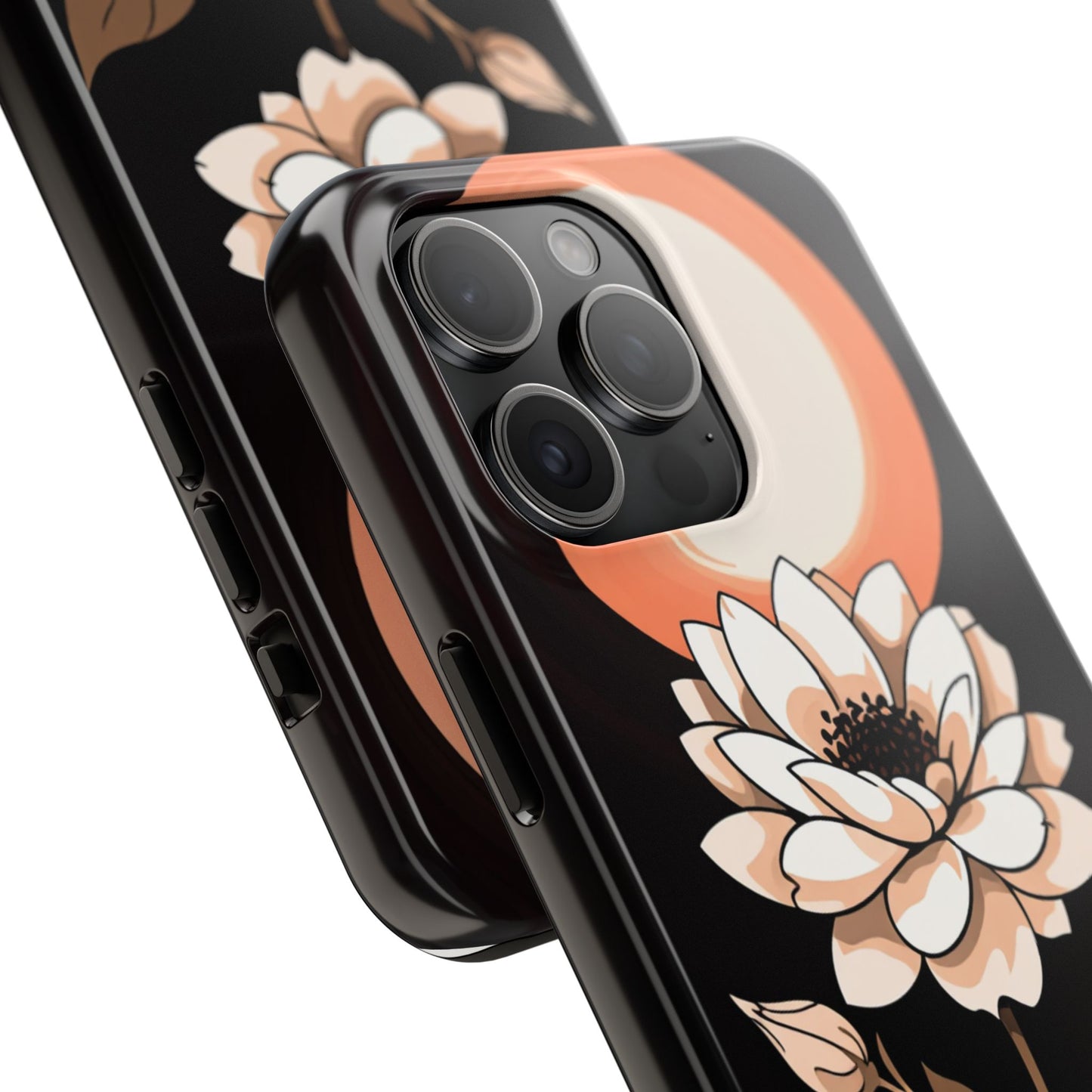 Elegant Contrast Floral Tough Phone Case - Stylish Protection for Your Device - for iPhone