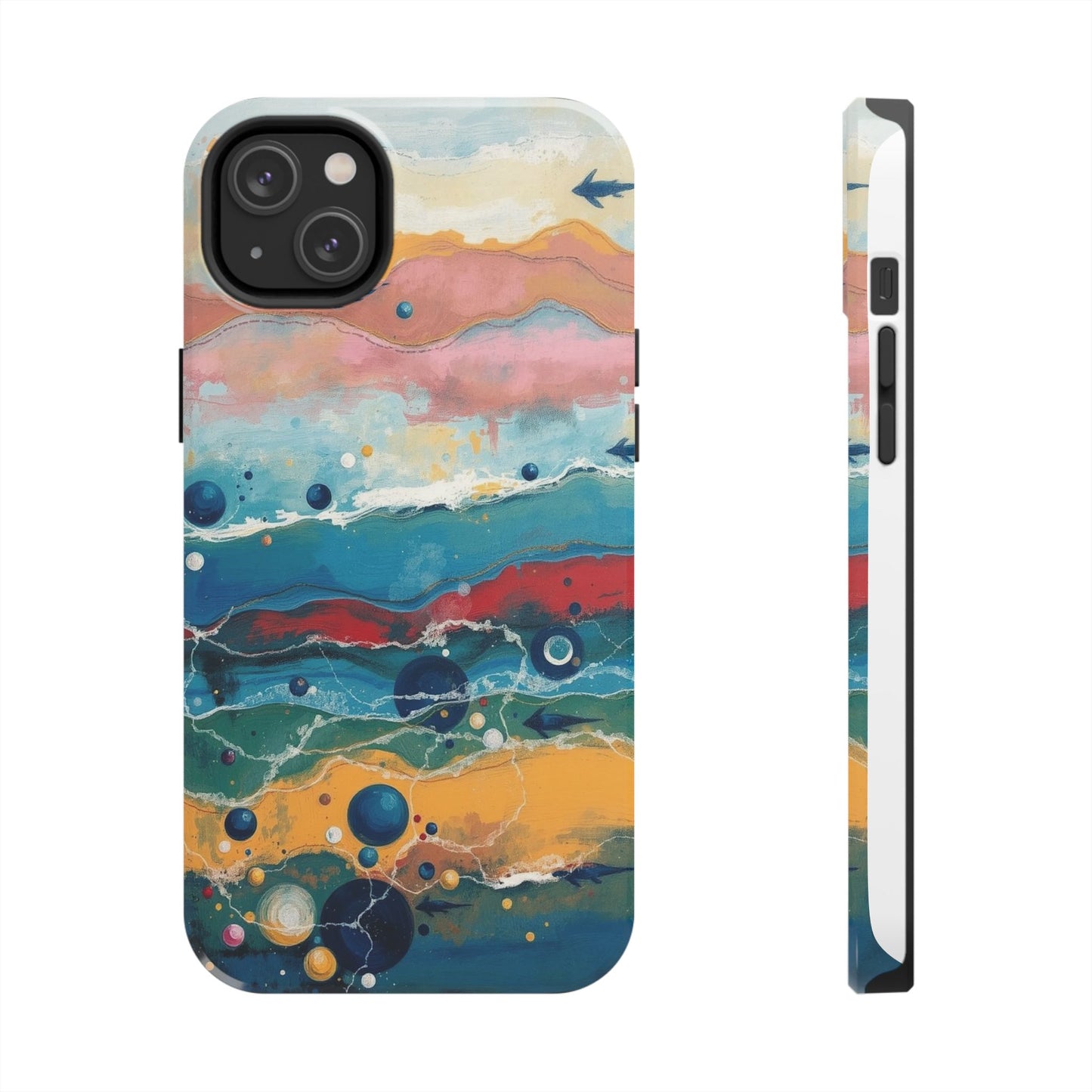 Artistic Tough Phone Case - Vibrant Waves Design for Unique Style
