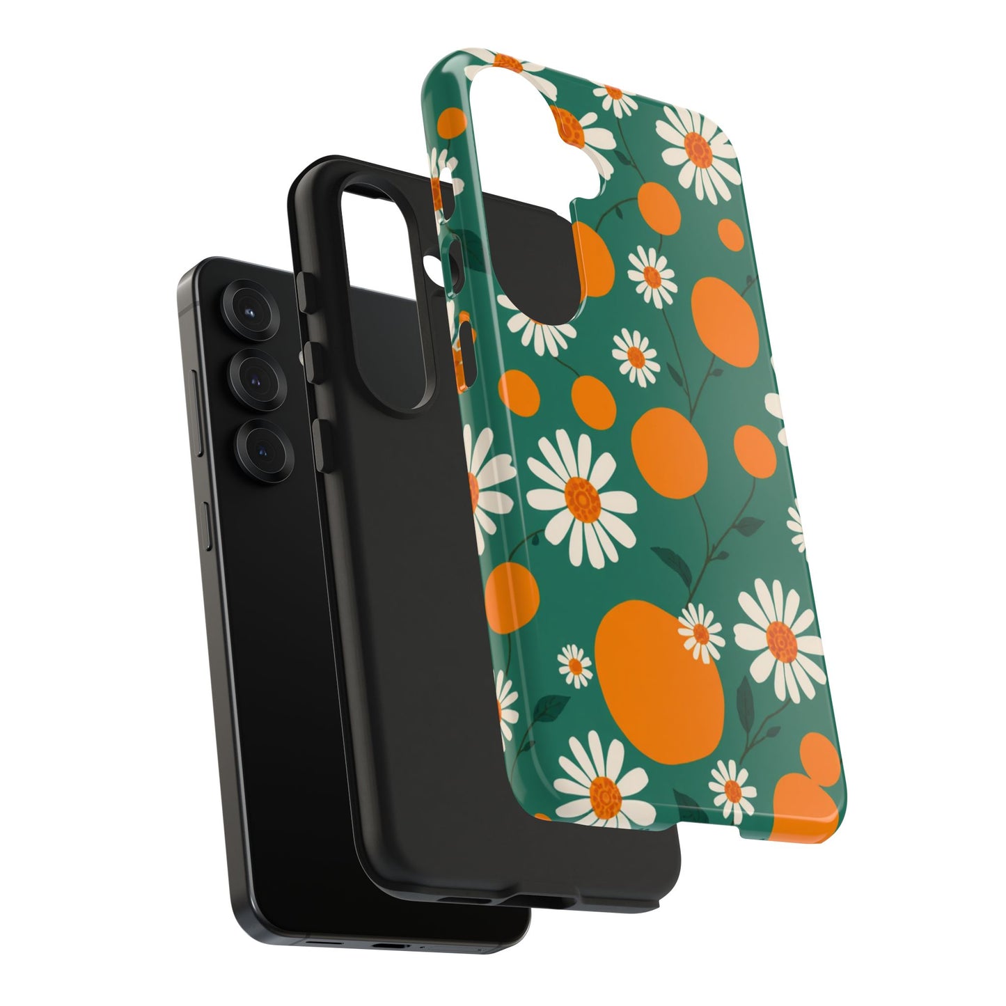Floral Tough Phone Case - Daisy & Orange Design