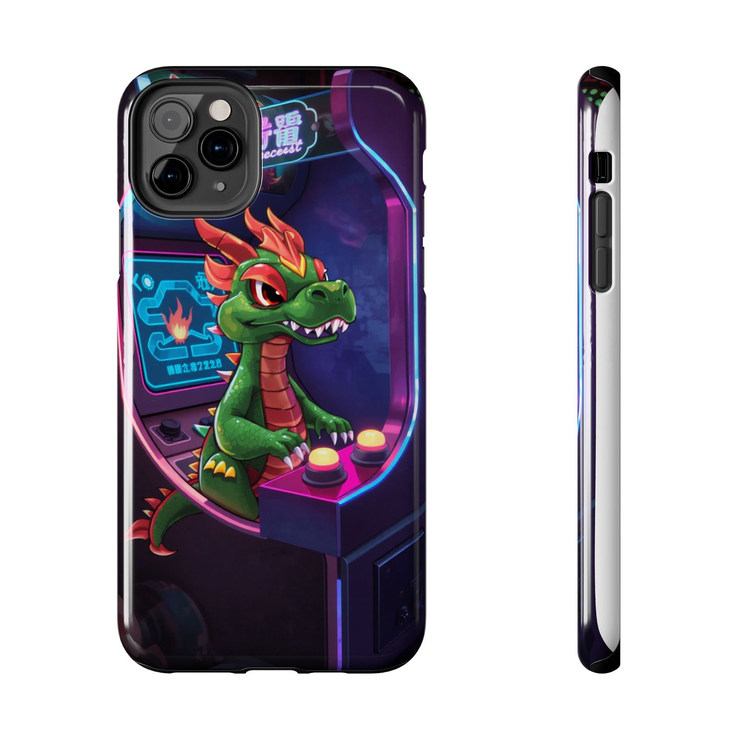 Retro Gamer Tough Phone Case with Dragon Design