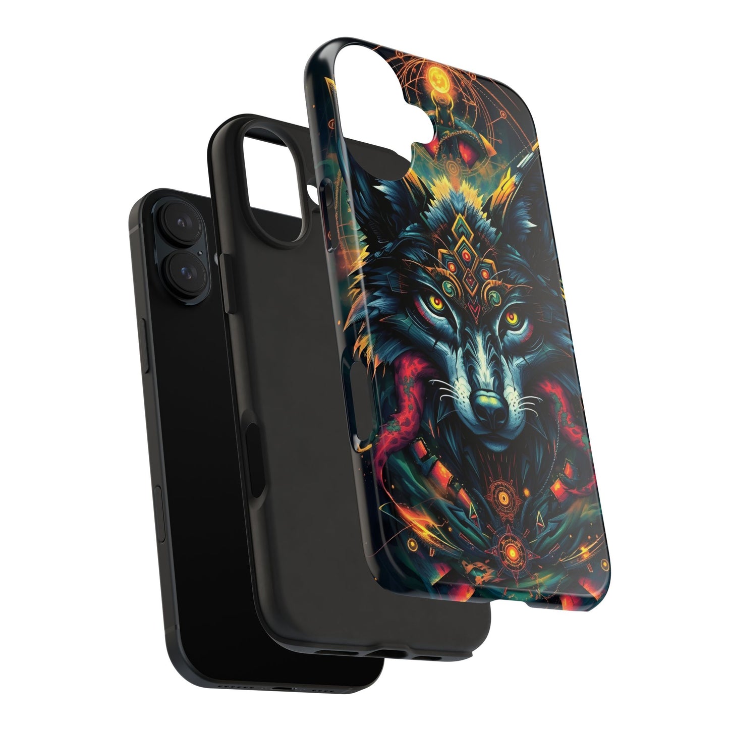 Vibrant Mystical Wolf Art Tough Phone Case - Durable & Unique Design for Animal Lovers - for iPhone