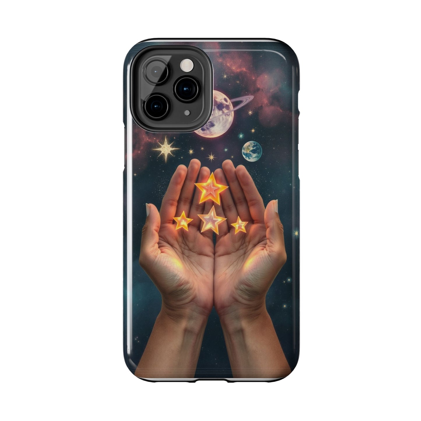 Galaxy Hands Tough Phone Case - Celestial Design for Star Lovers