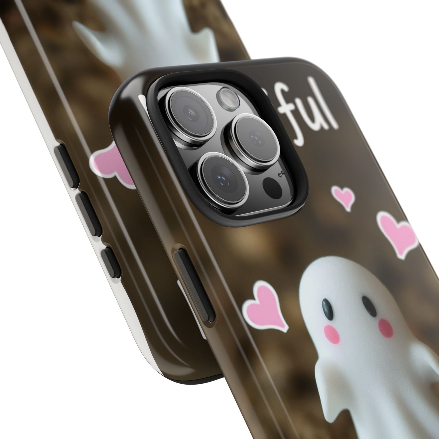 Cute Ghost Tough Phone Case - Beautiful Design with Heart Accents