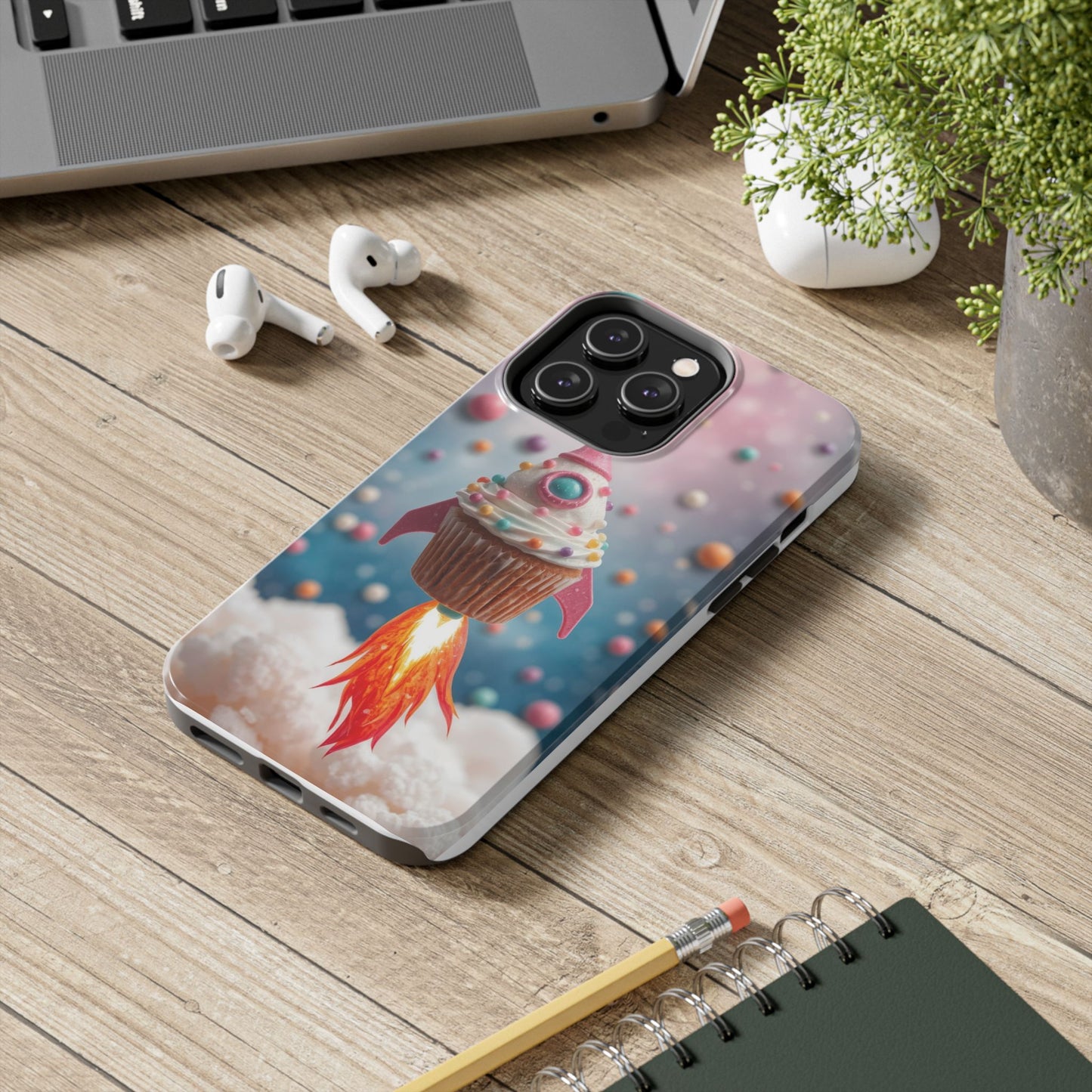 Whimsical Rocket Cupcake Phone Case - Fun Protective Case for Kids and Teens