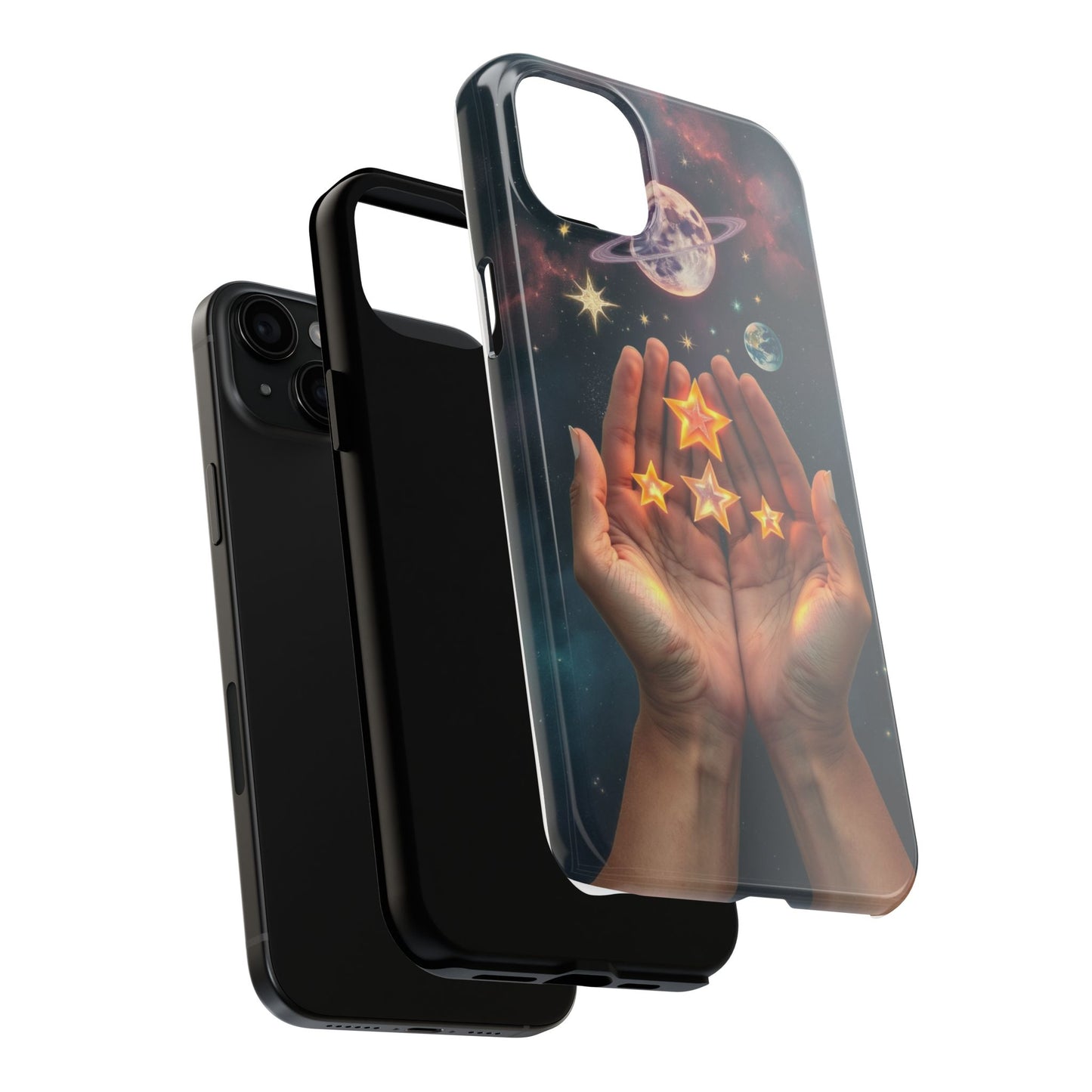 Galaxy Hands Tough Phone Case - Celestial Design for Star Lovers