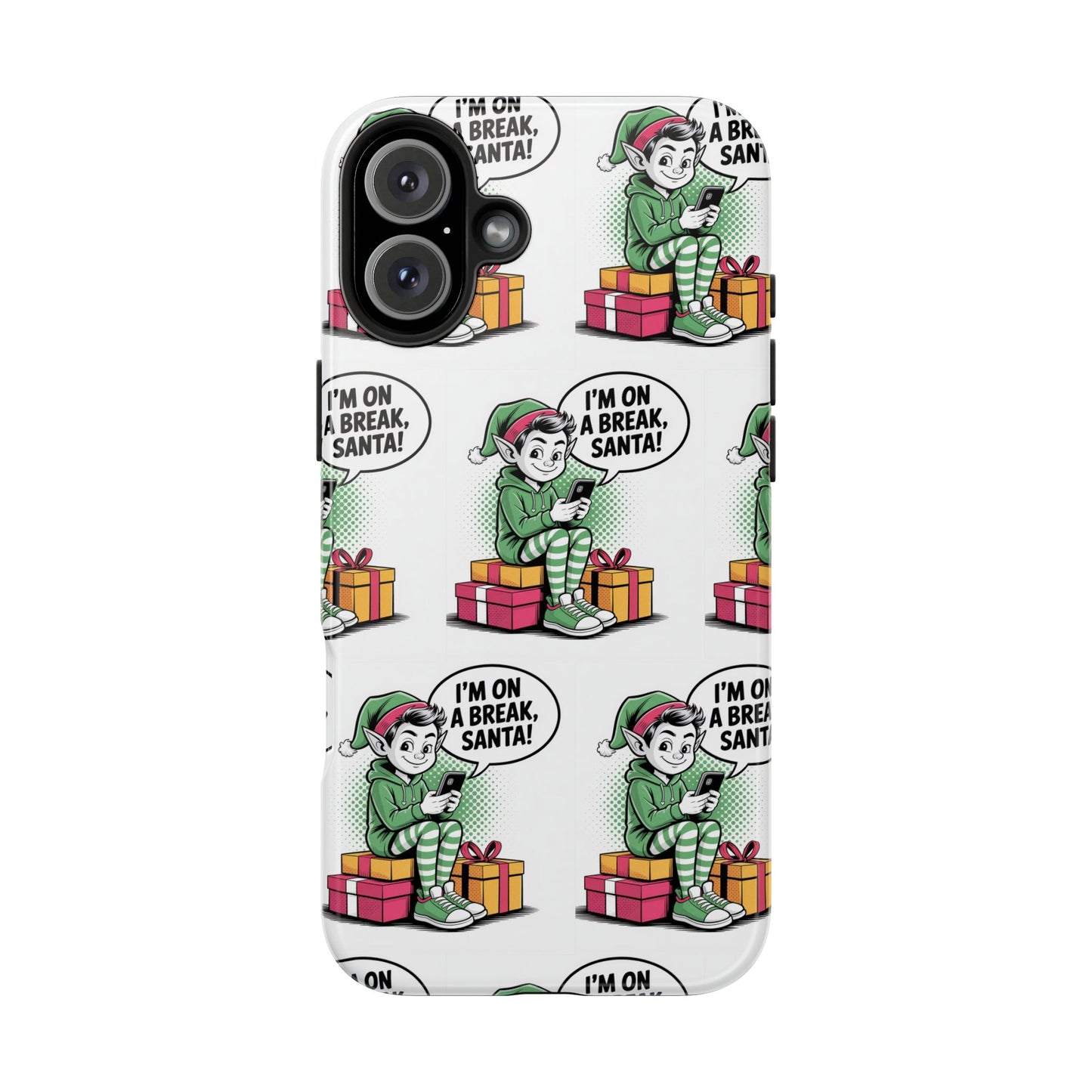 Christmas Elf Tough Phone Case - I'm on a Break, Santa Pattern!