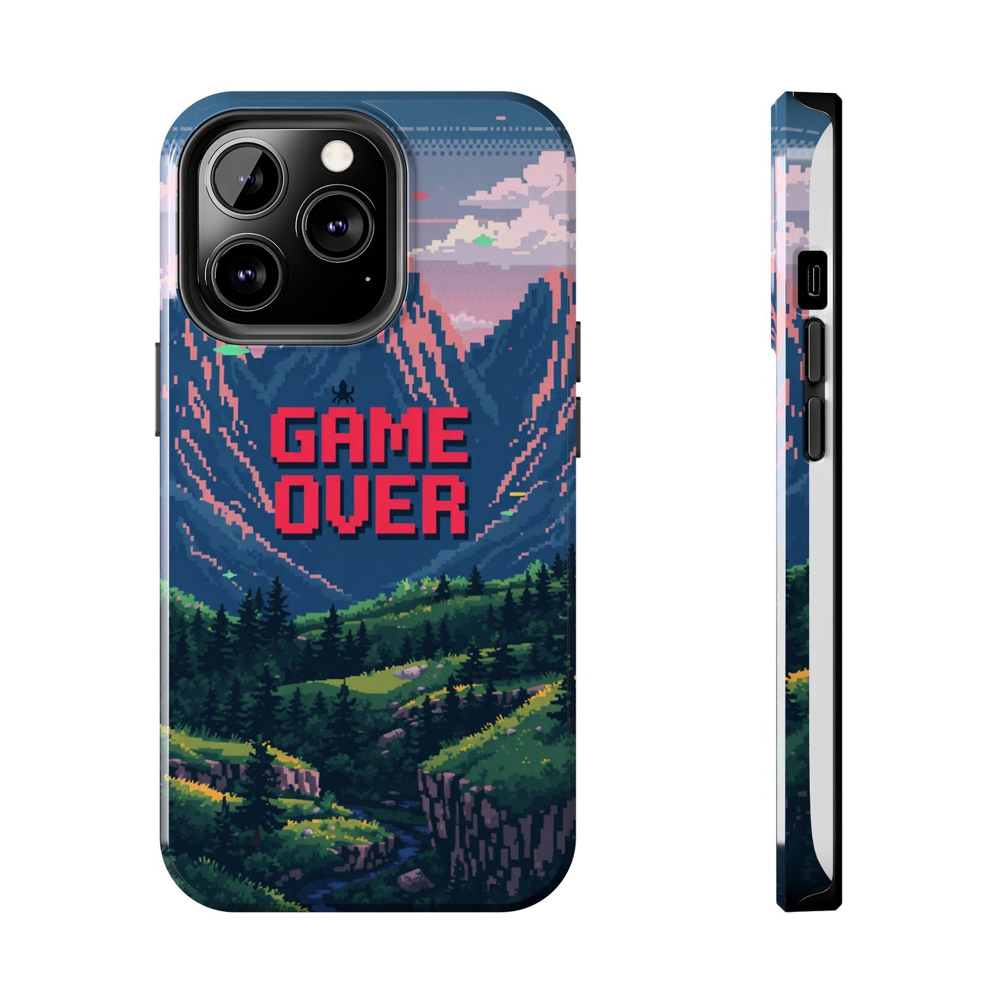 Pixel Art Tough Phone Case - 'Game Over' Design for Gamers