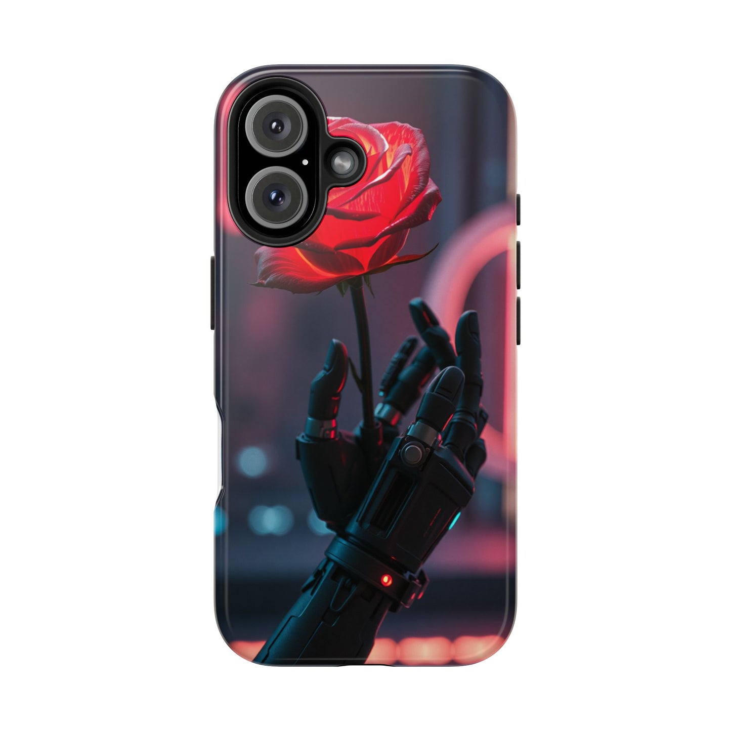 Futuristic Tough Phone Case with Robotic Rose Design | Durable Protection
