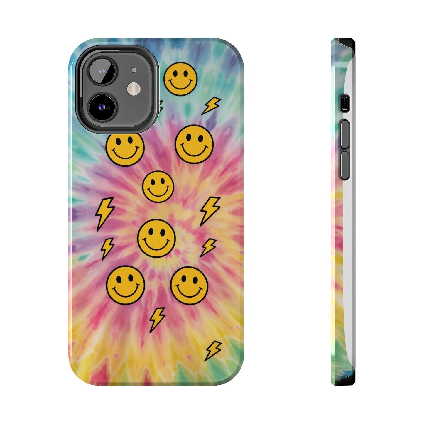 Colorful Smiley Lightning Tough Phone Case - Fun & Durable