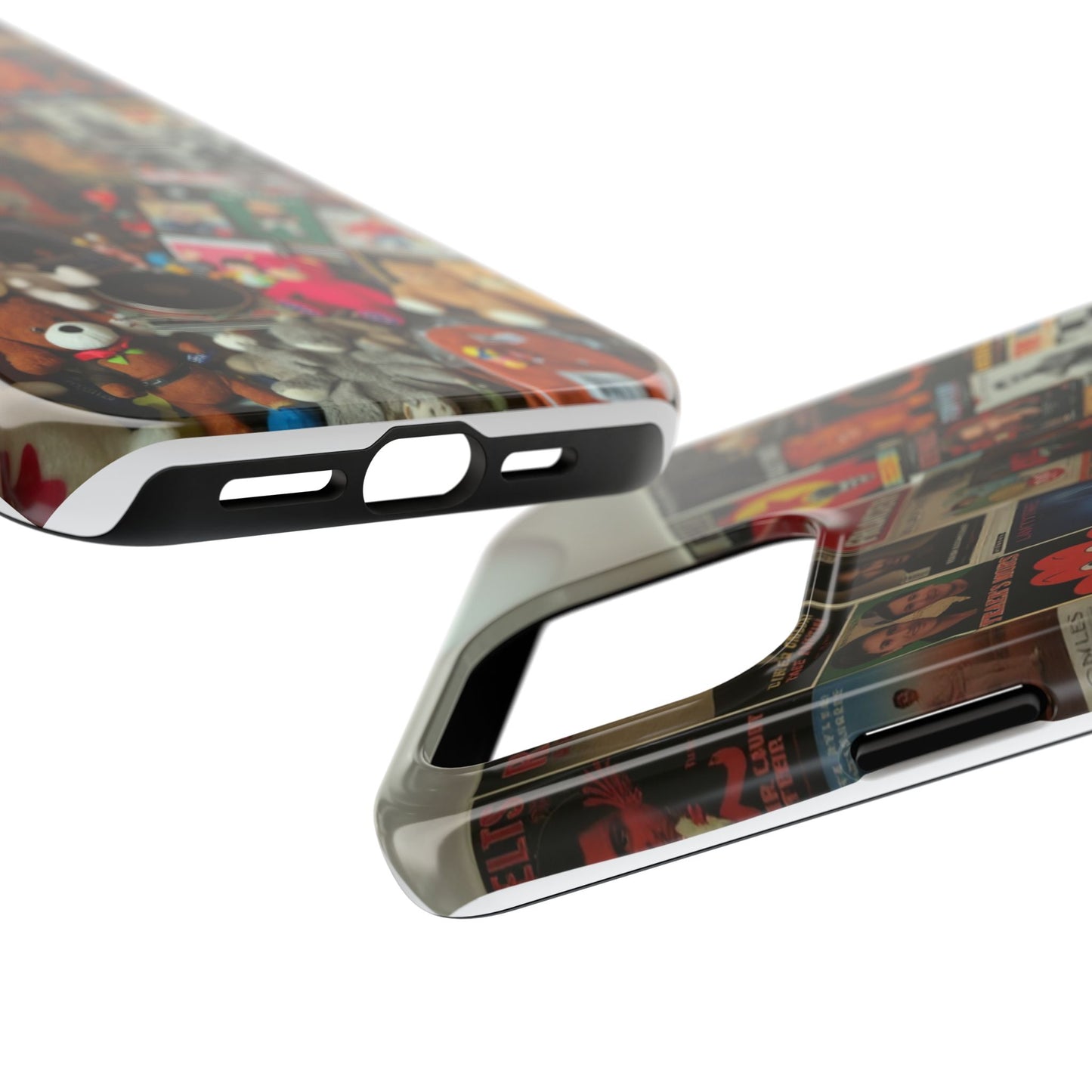 Retro Vibe Tough Phone Case - Vintage Movie Posters & Plush Toys Design