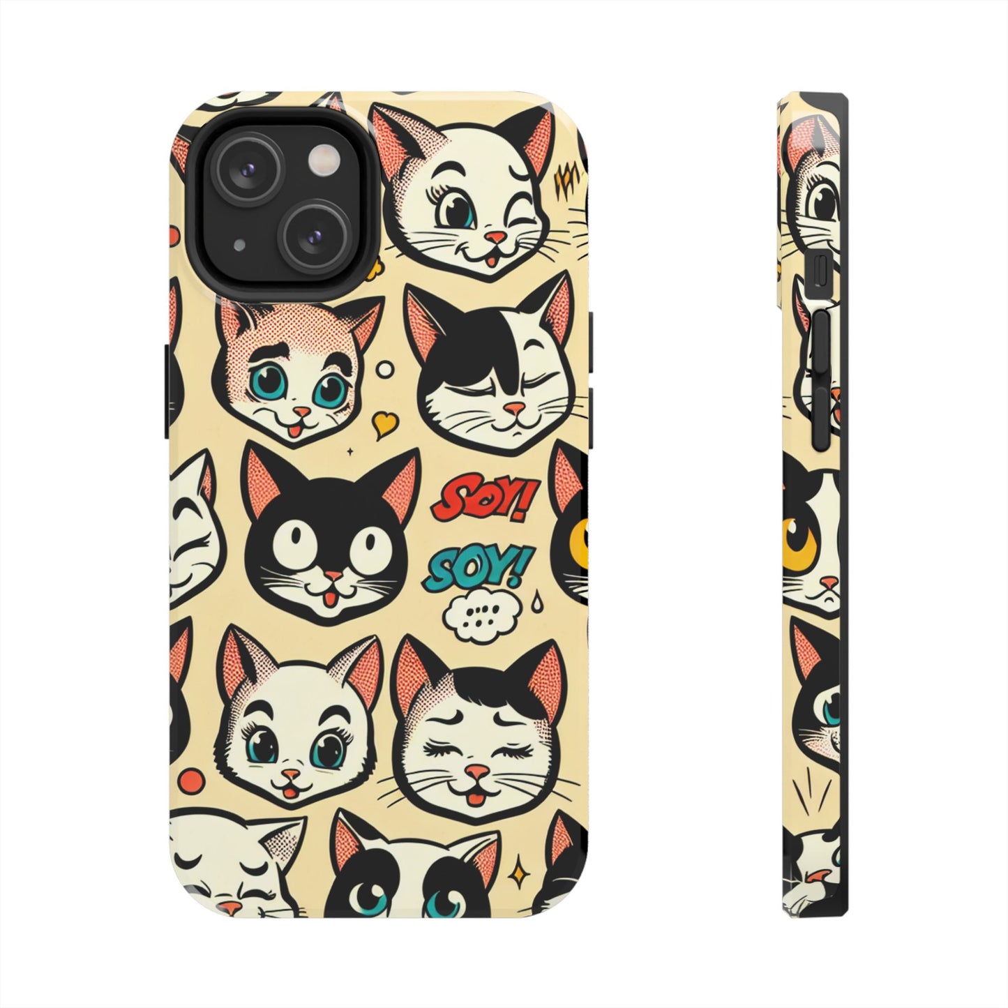 Playful Cat-Themed Tough Phone Case - Pet Pattern - for iPhone