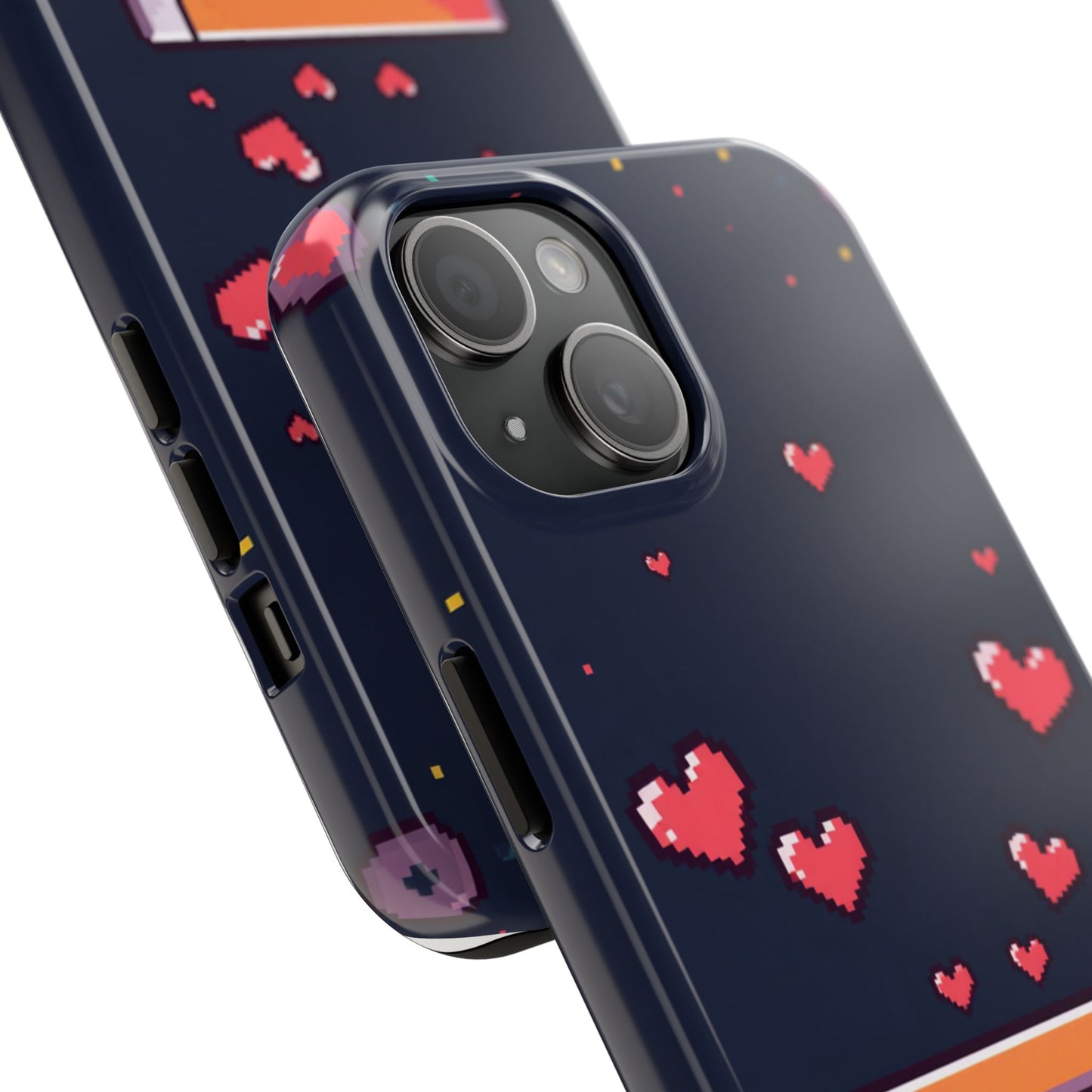 Pixel Heart Tough Phone Case - Retro Gamer Style for Valentine's Day