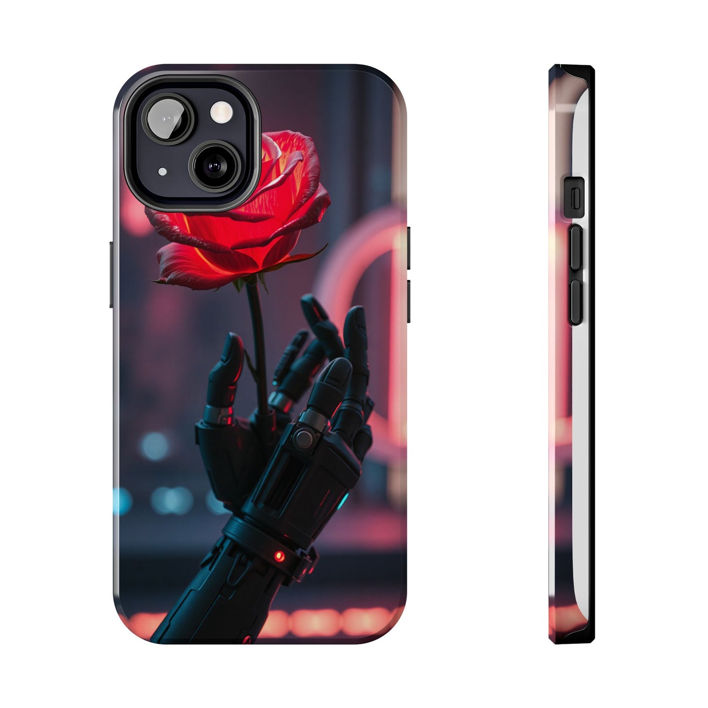 Futuristic Tough Phone Case with Robotic Rose Design | Durable Protection