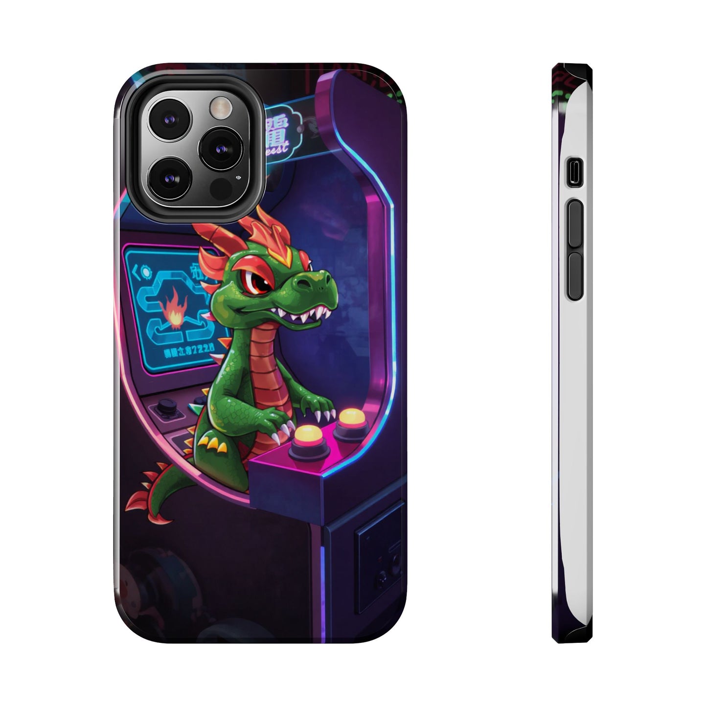 Retro Gamer Tough Phone Case with Dragon Design