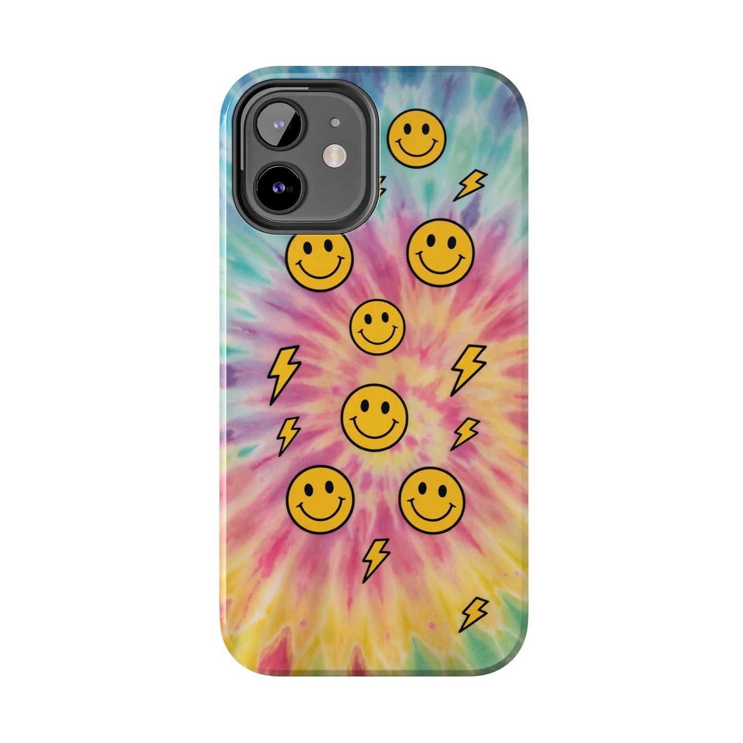 Colorful Smiley Lightning Tough Phone Case - Fun & Durable