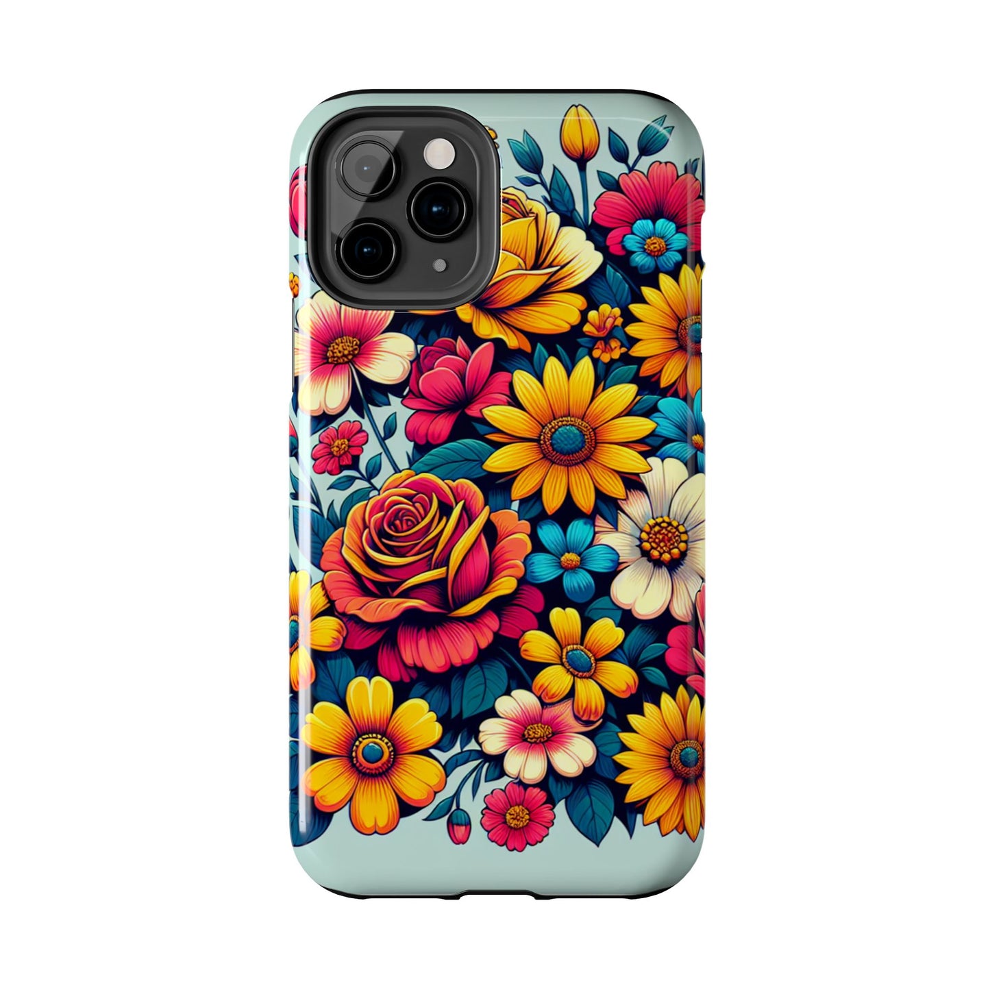 Vibrant Floral Tough Phone Case - Colorful Flower Design - for iPhone