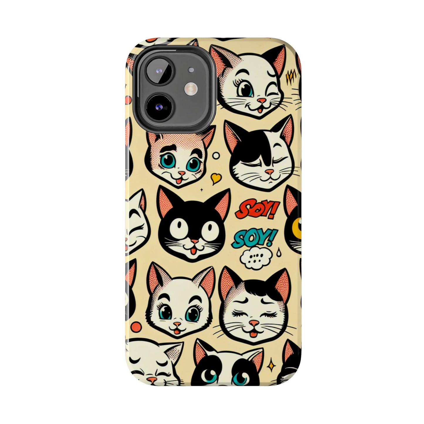 Playful Cat-Themed Tough Phone Case - Pet Pattern - for iPhone
