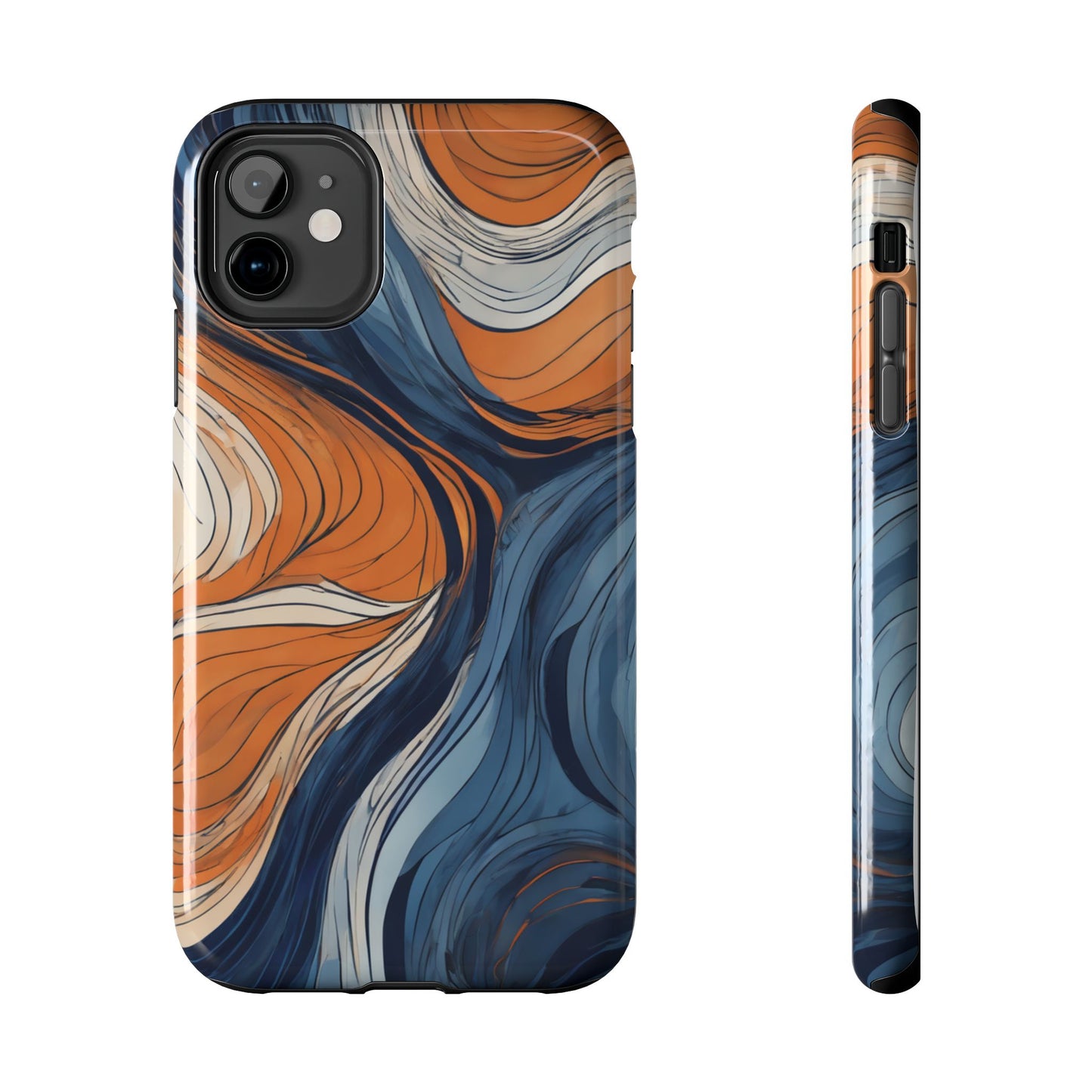Artistic Tough Phone Case - Vibrant Abstract Waves Design - for iPhone