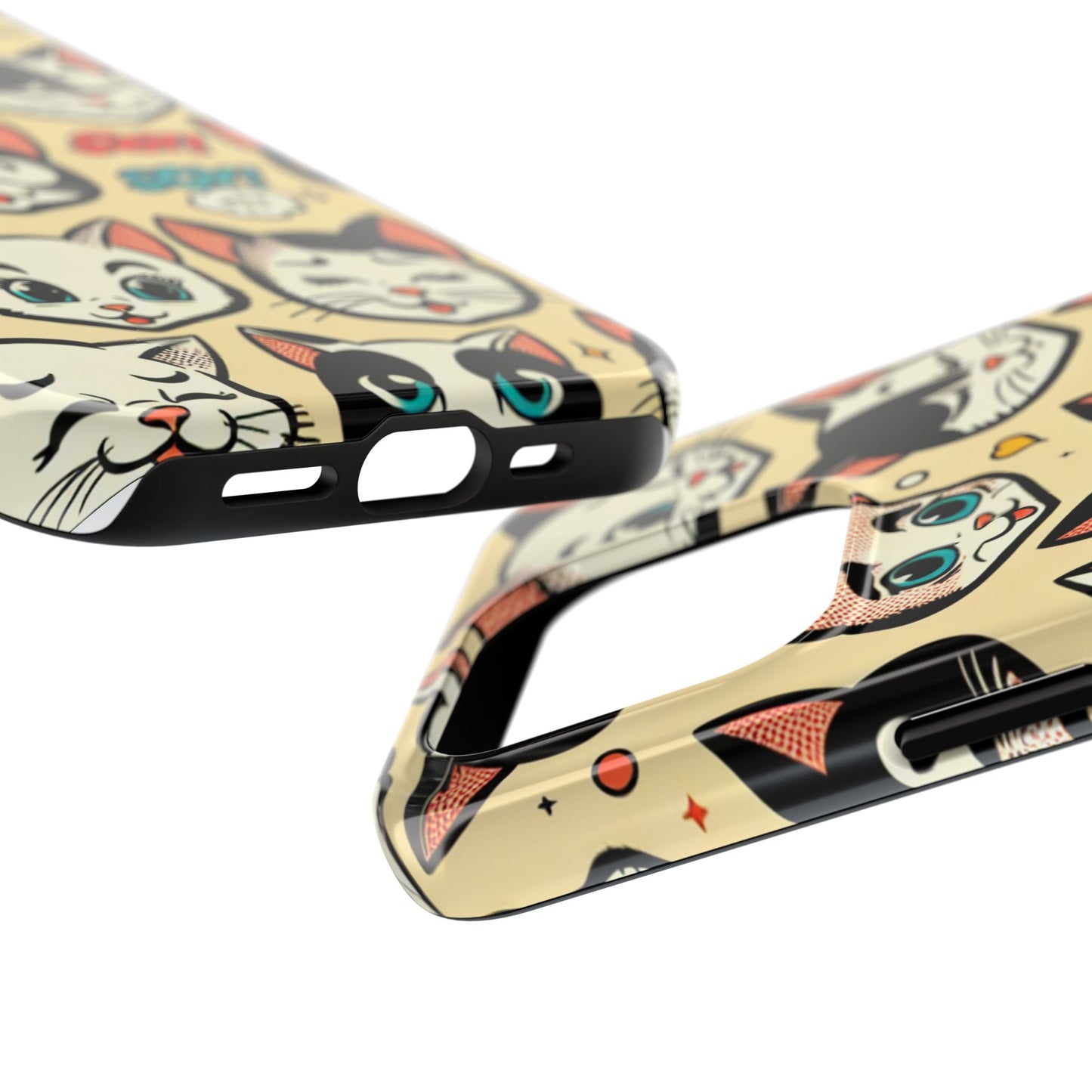 Playful Cat-Themed Tough Phone Case - Pet Pattern - for iPhone