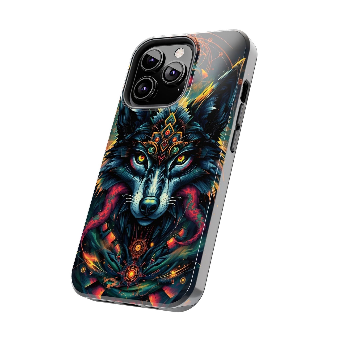 Vibrant Mystical Wolf Art Tough Phone Case - Durable & Unique Design for Animal Lovers - for iPhone