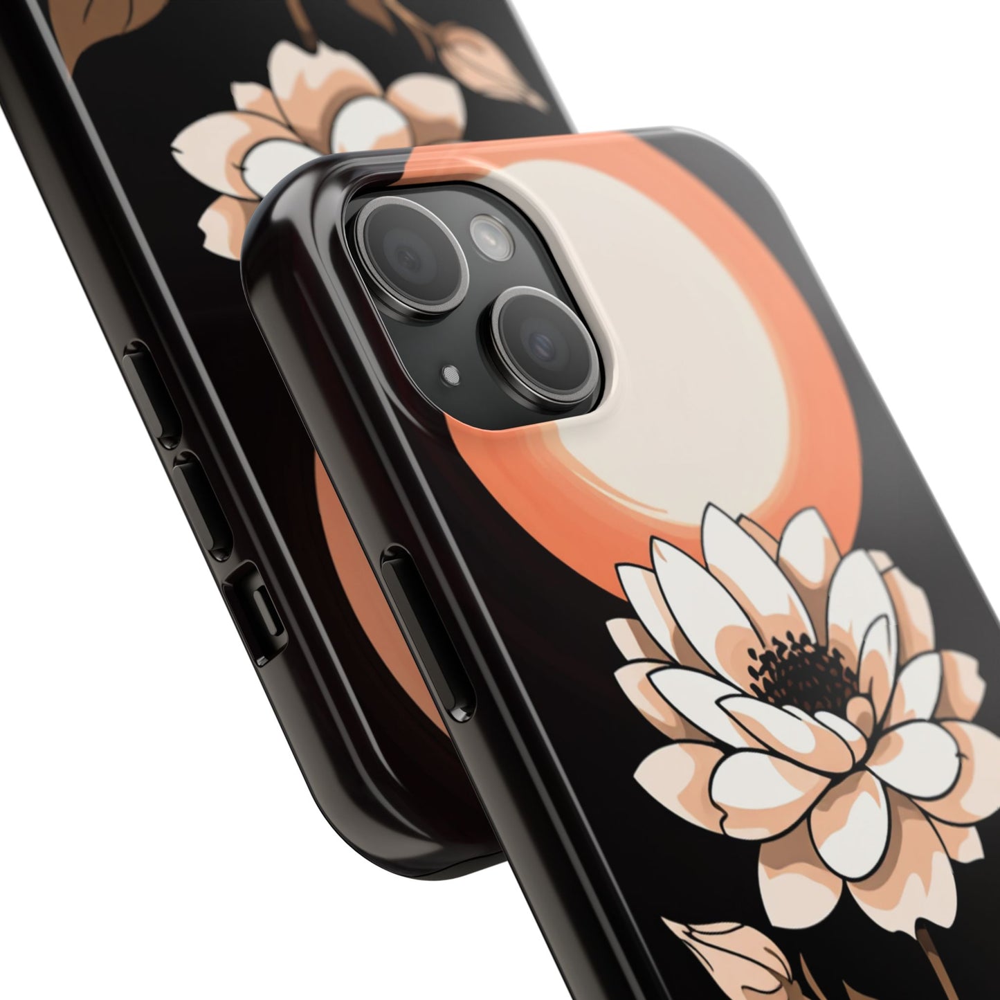 Elegant Contrast Floral Tough Phone Case - Stylish Protection for Your Device - for iPhone