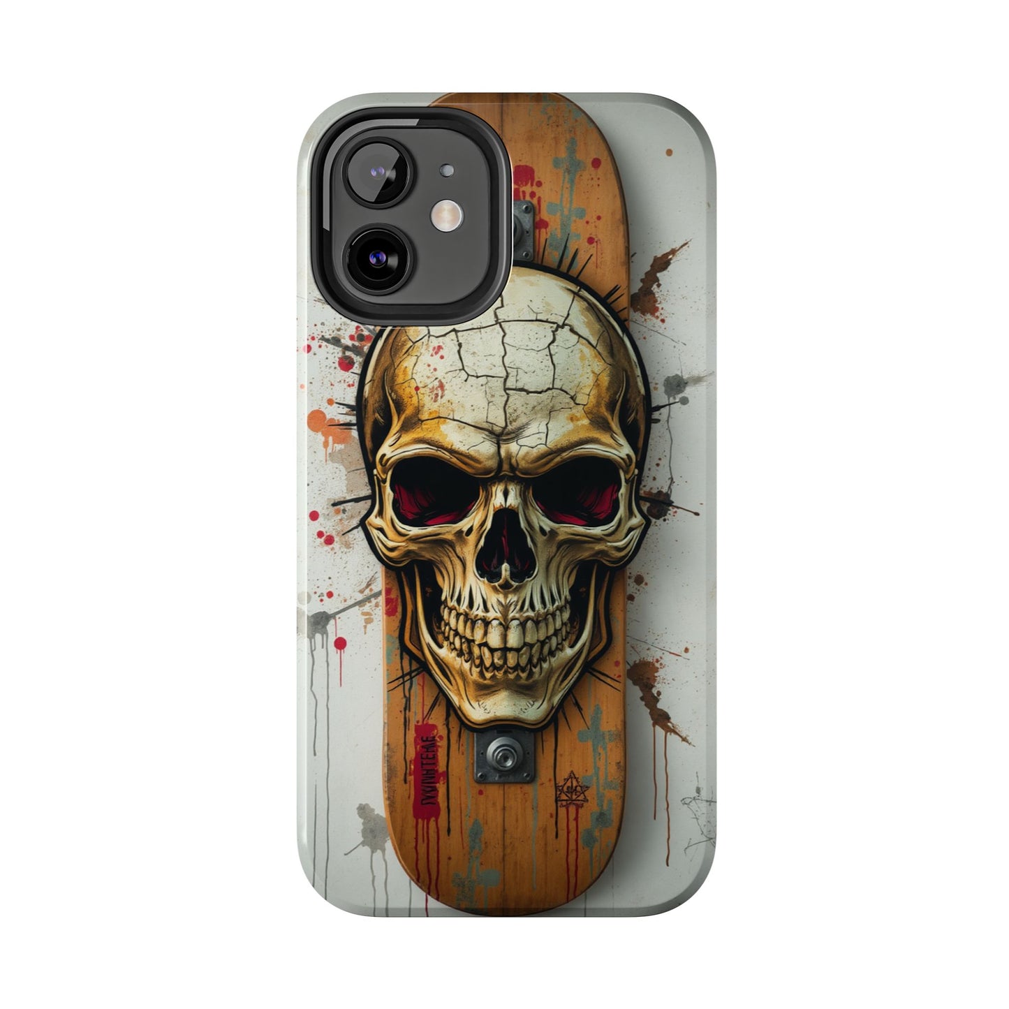 Edgy Skull Tough Phone Case - Durable Protection for Skateboard Enthusiasts